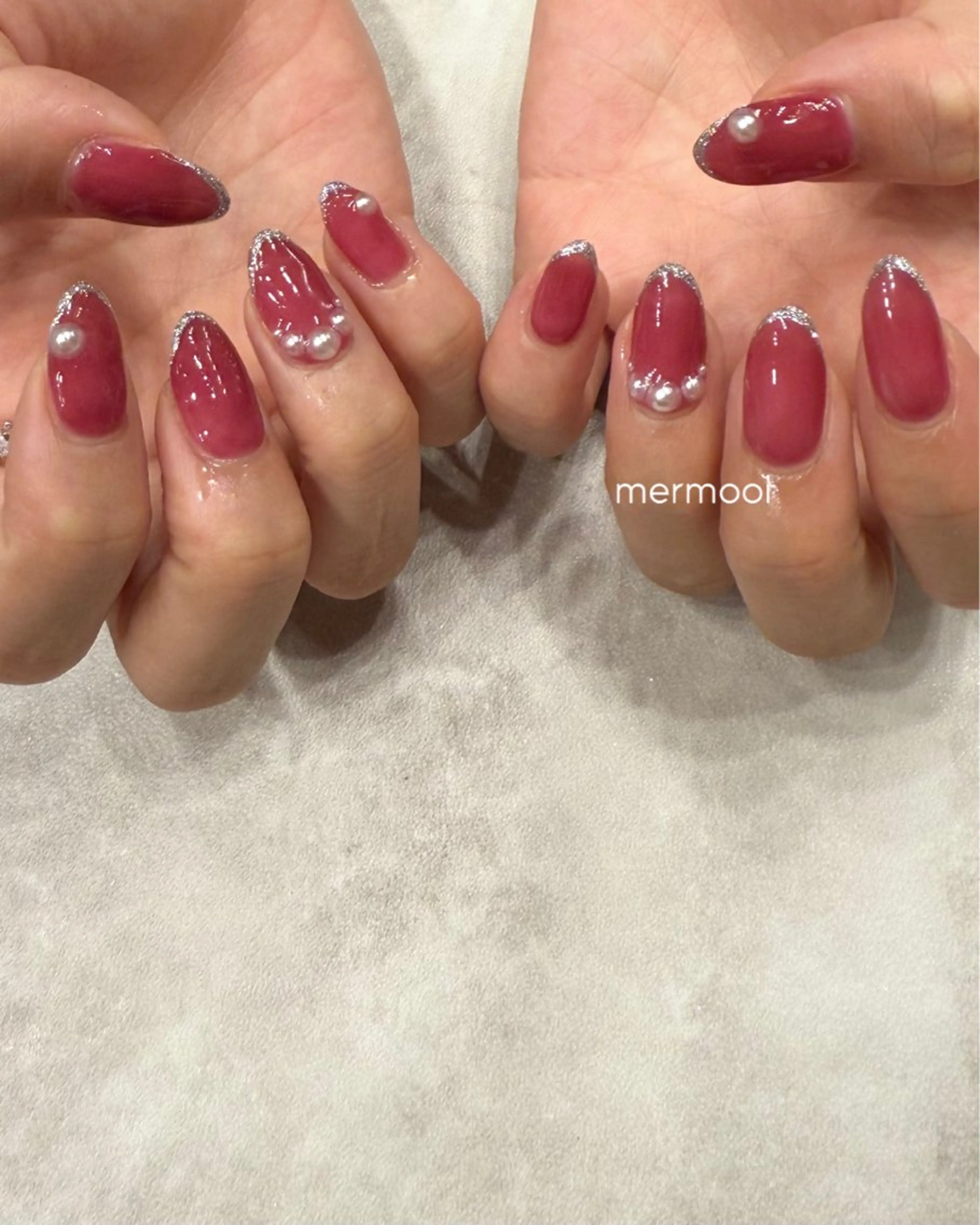 ネイル フレンチネイル ジェルネイル ラメ(グリッター) パラジェル シンプルネイル melu所属・melu yukikoのネイルデザイン