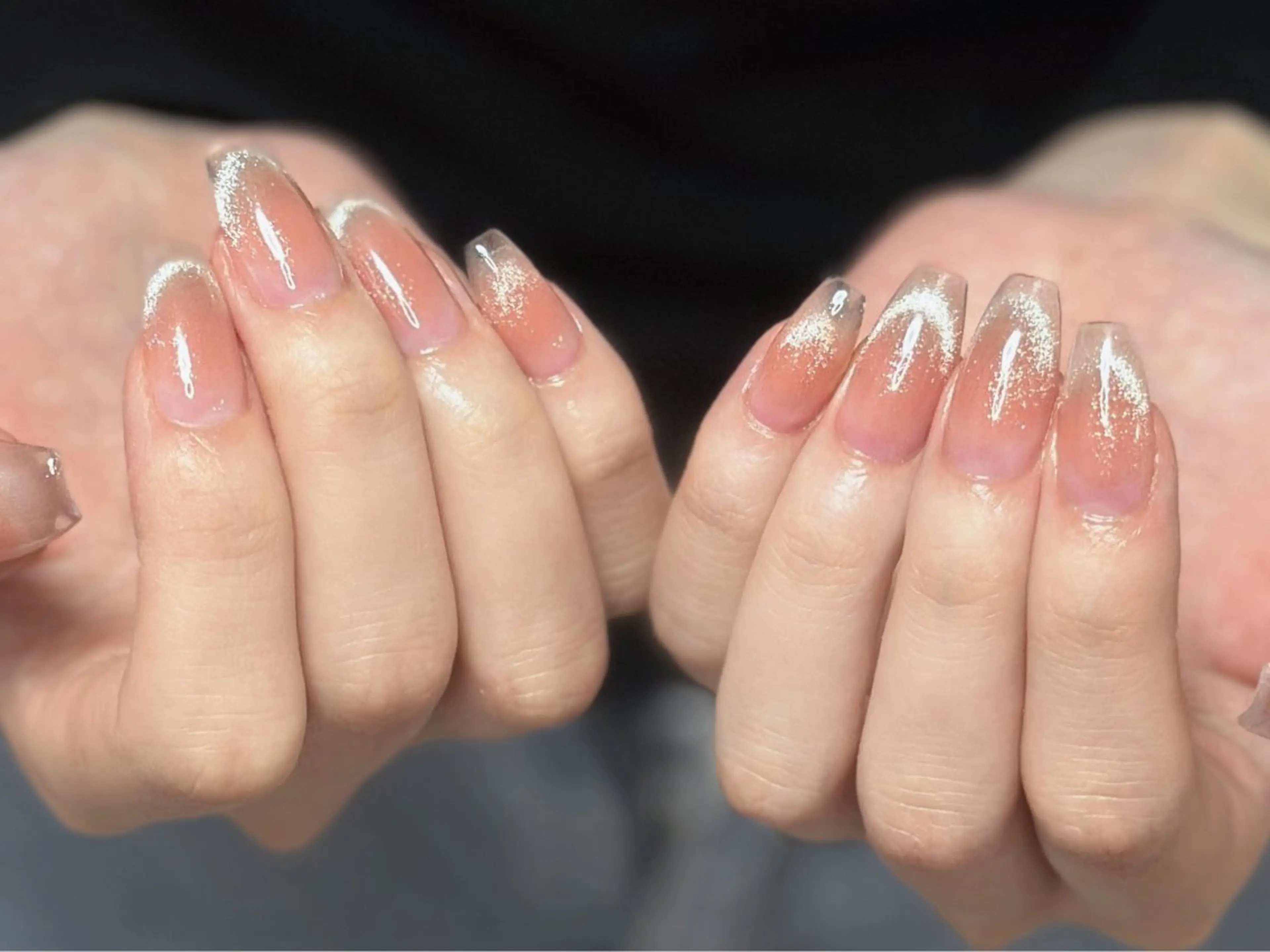 ネイル アートネイル オーロラネイル チークネイル フレンチネイル ガラスフレンチ 🎀YooLi Nail salonのネイルデザイン