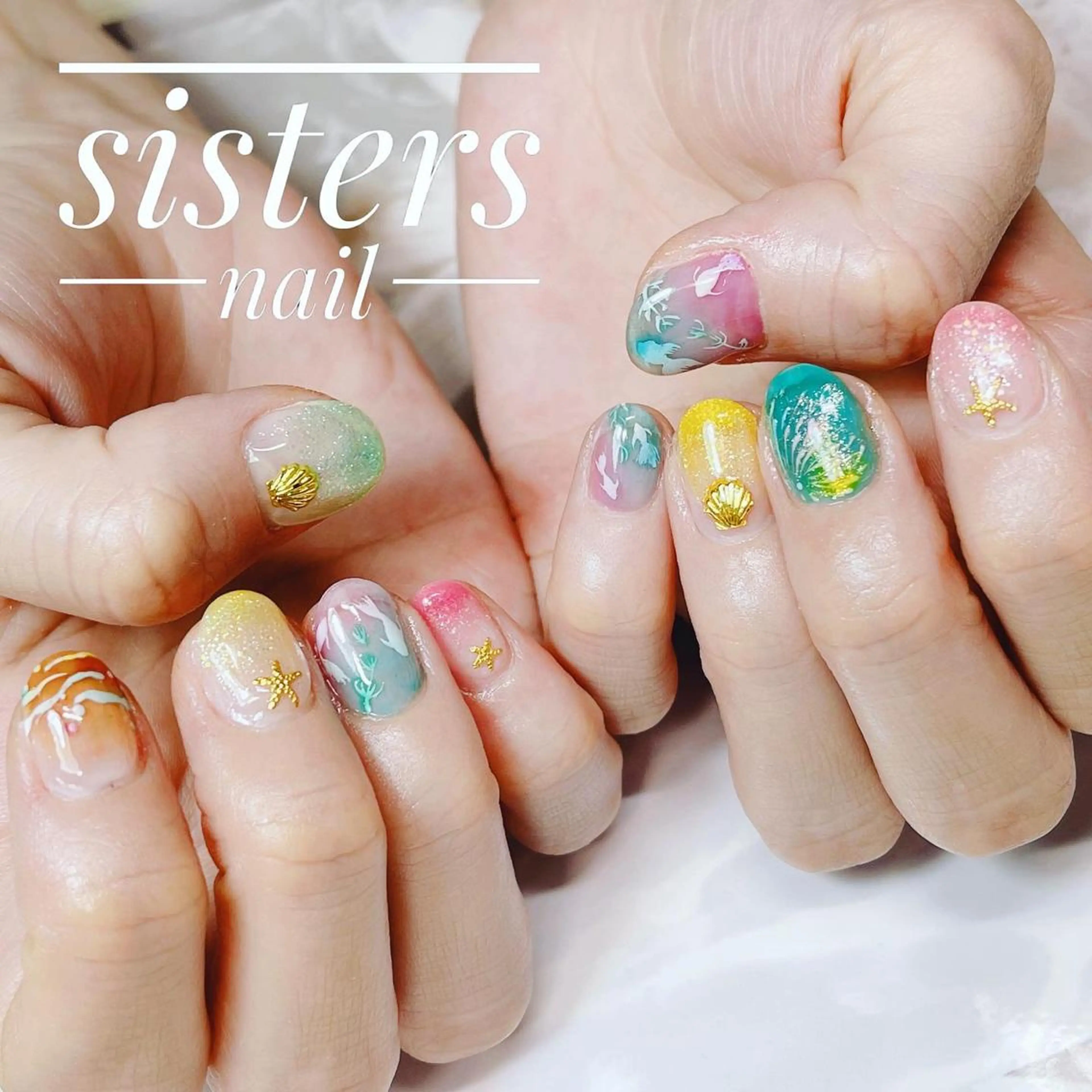 ネイル アートネイル 夏ネイル ヨーヨーネイル ハンドネイル ハンドケア sisters nail.fのネイルデザイン