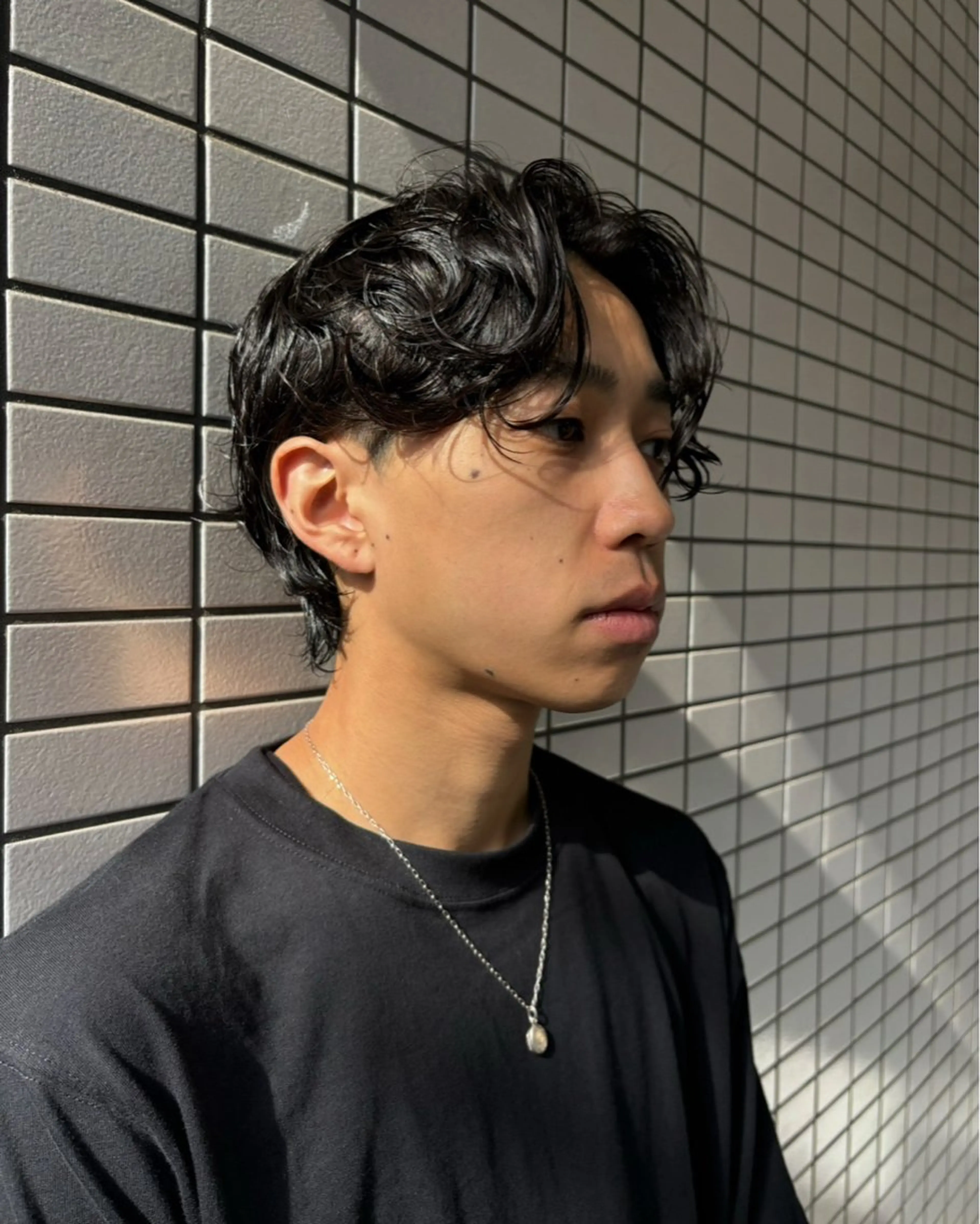 ミディアム パーマ メンズ ミディアムパーマ センターパート メンズパーマ 渋谷/原宿/メンズ/ コヤマトモヤのヘアスタイル