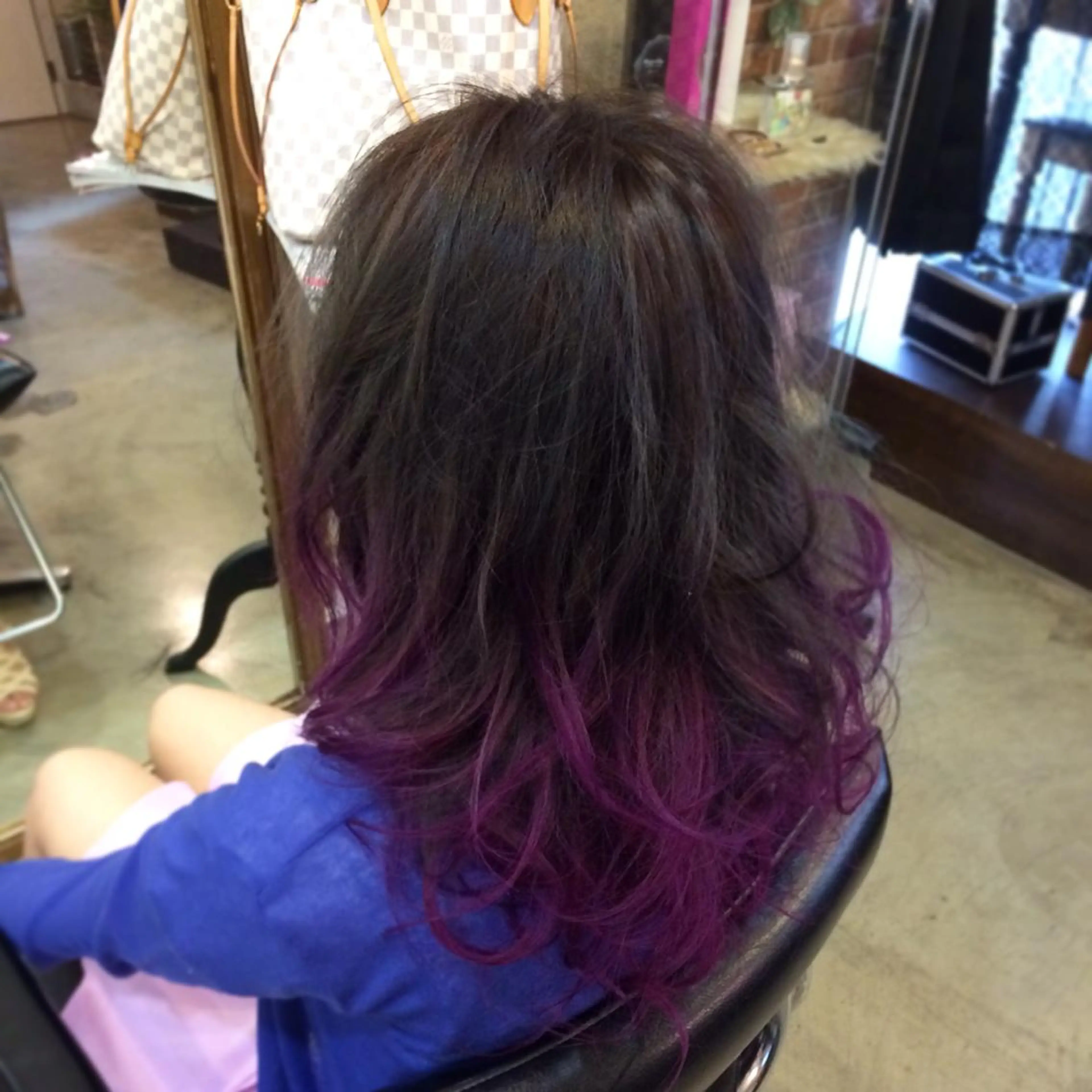 ミディアム カラー アッシュ ダブルカラー グラデーションカラー パープルカラー インナーカラー/天神 ブリーチ/吉田のヘアスタイル