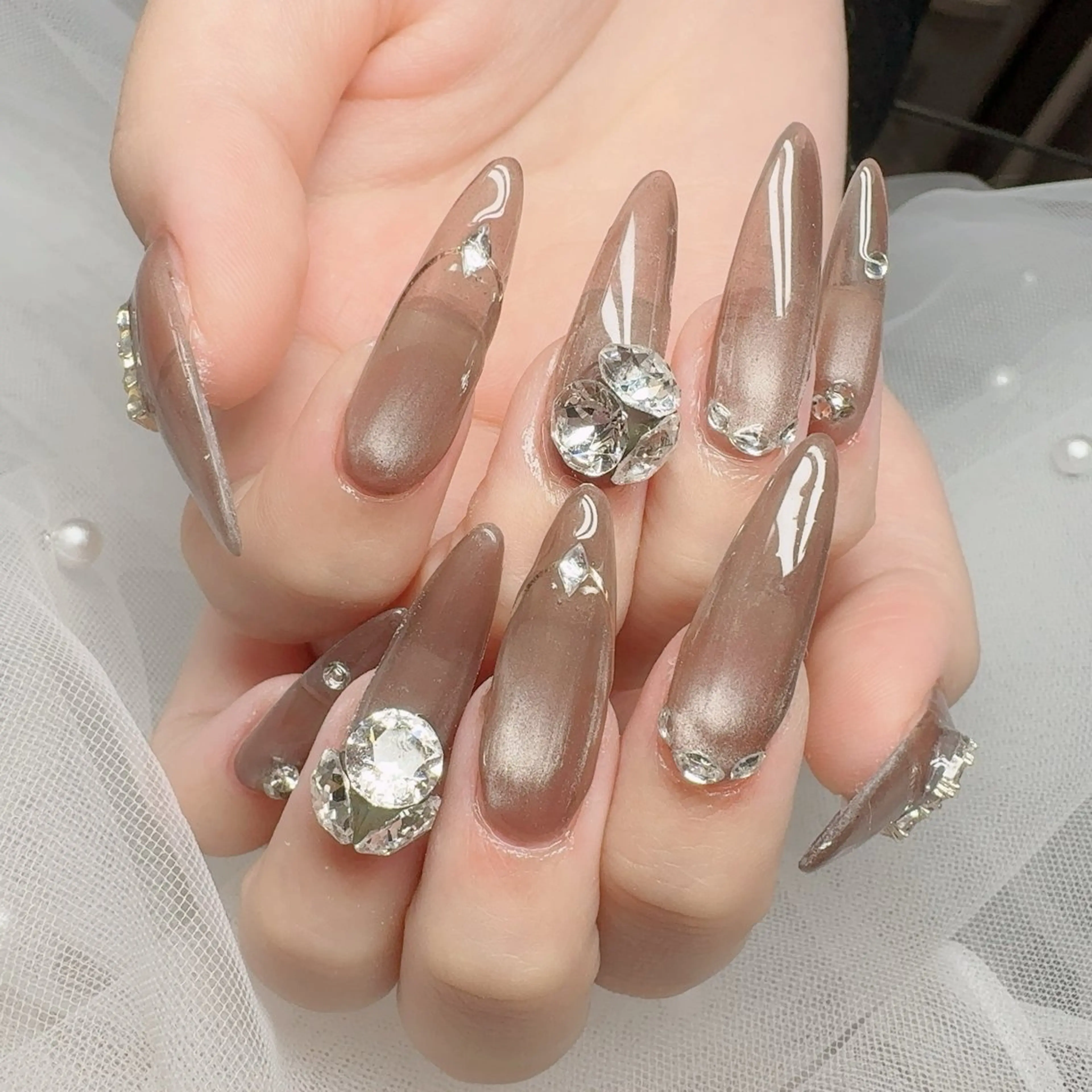 ネイル 長さ出し ジェルネイル 韓国ネイル ニュアンスネイル オフィスネイル ハンドネイル NailSpace 猫のいるネイルサロンのネイルデザイン