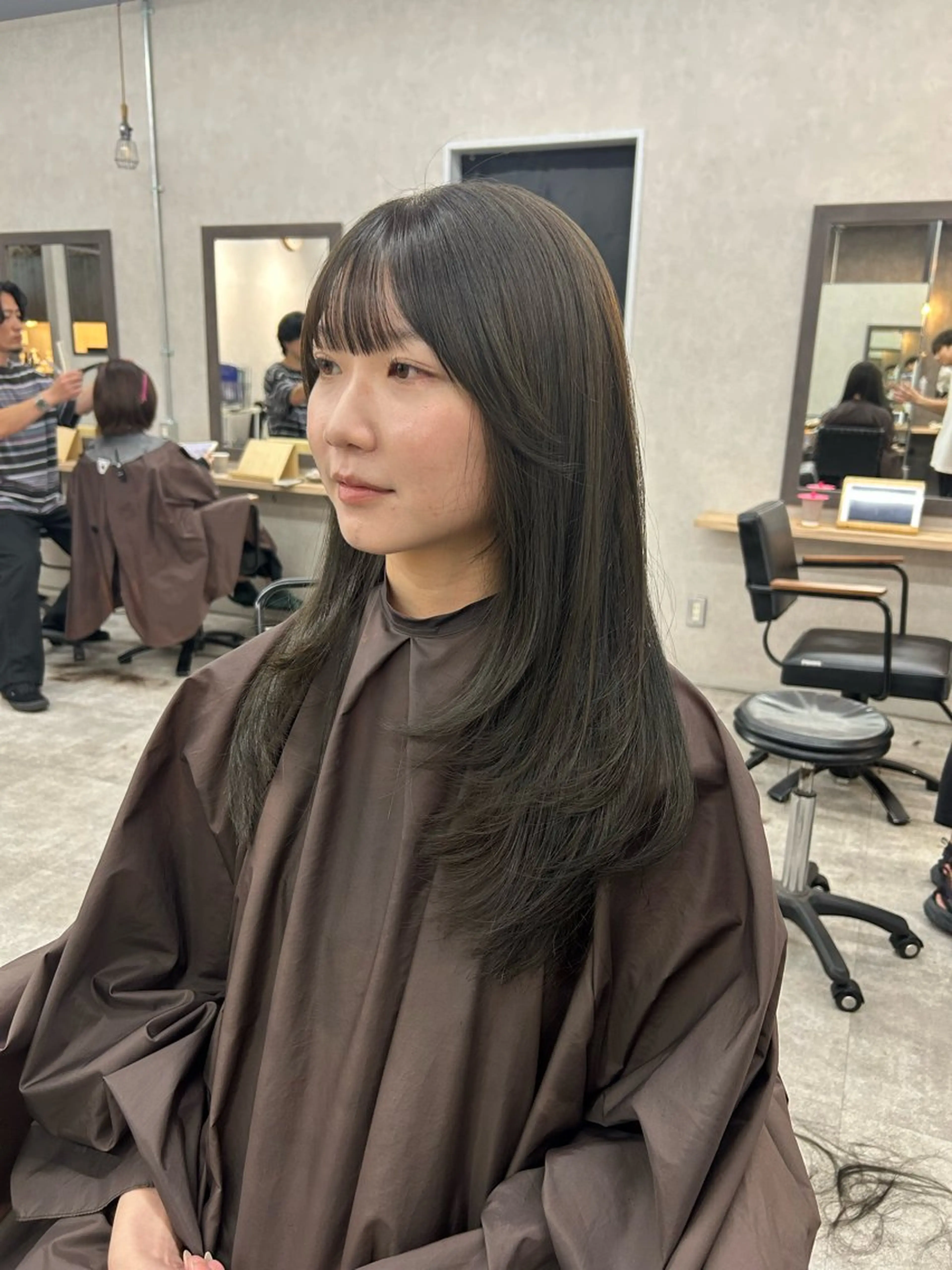 セミロング カラー カット ヘアカラー トリートメント いなみね はるきのヘアスタイル