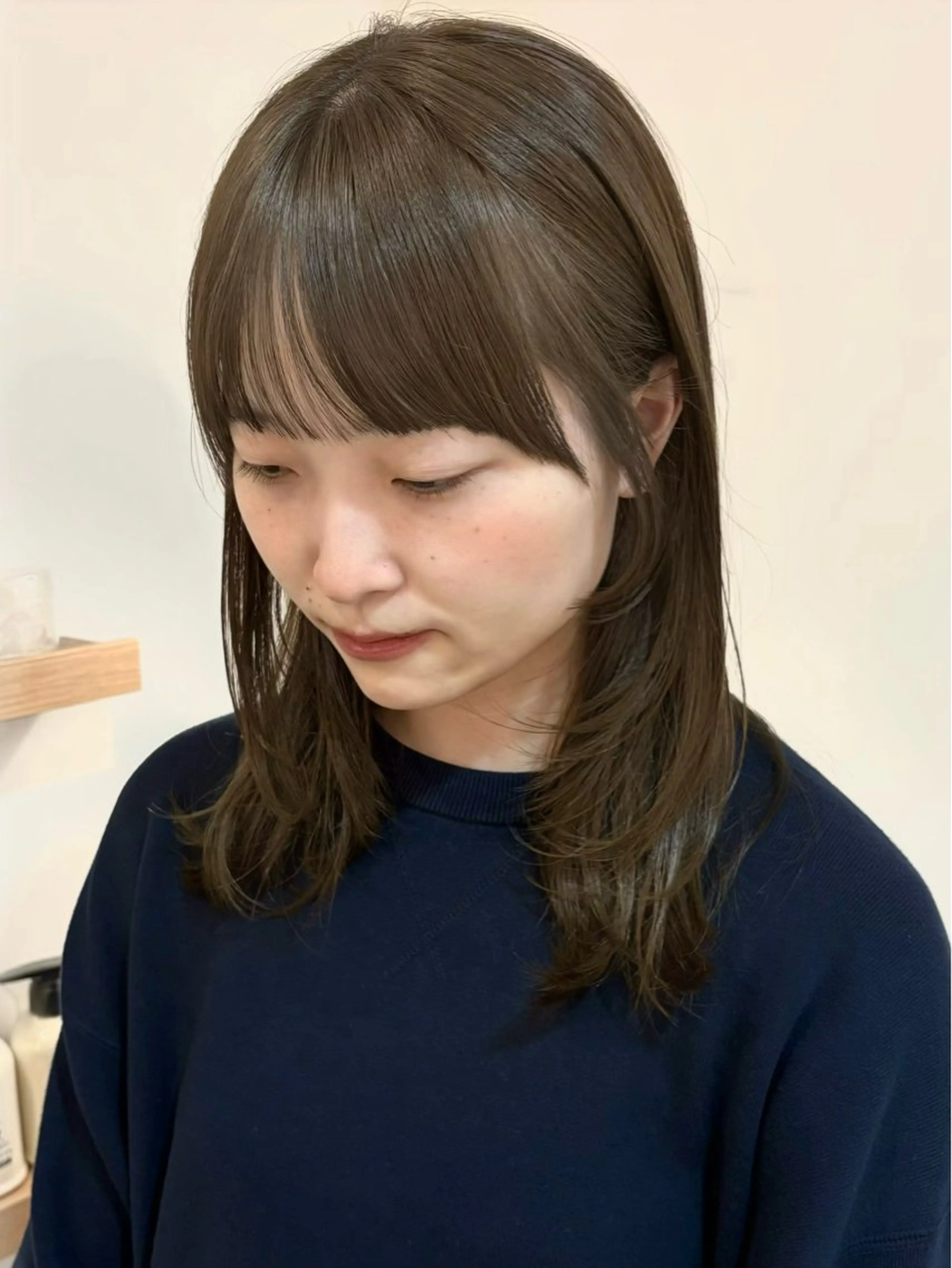 ミディアム カット ヘアカラー トリートメント 似合わせ/ベージュ /レイヤー/りほ🤍のヘアスタイル