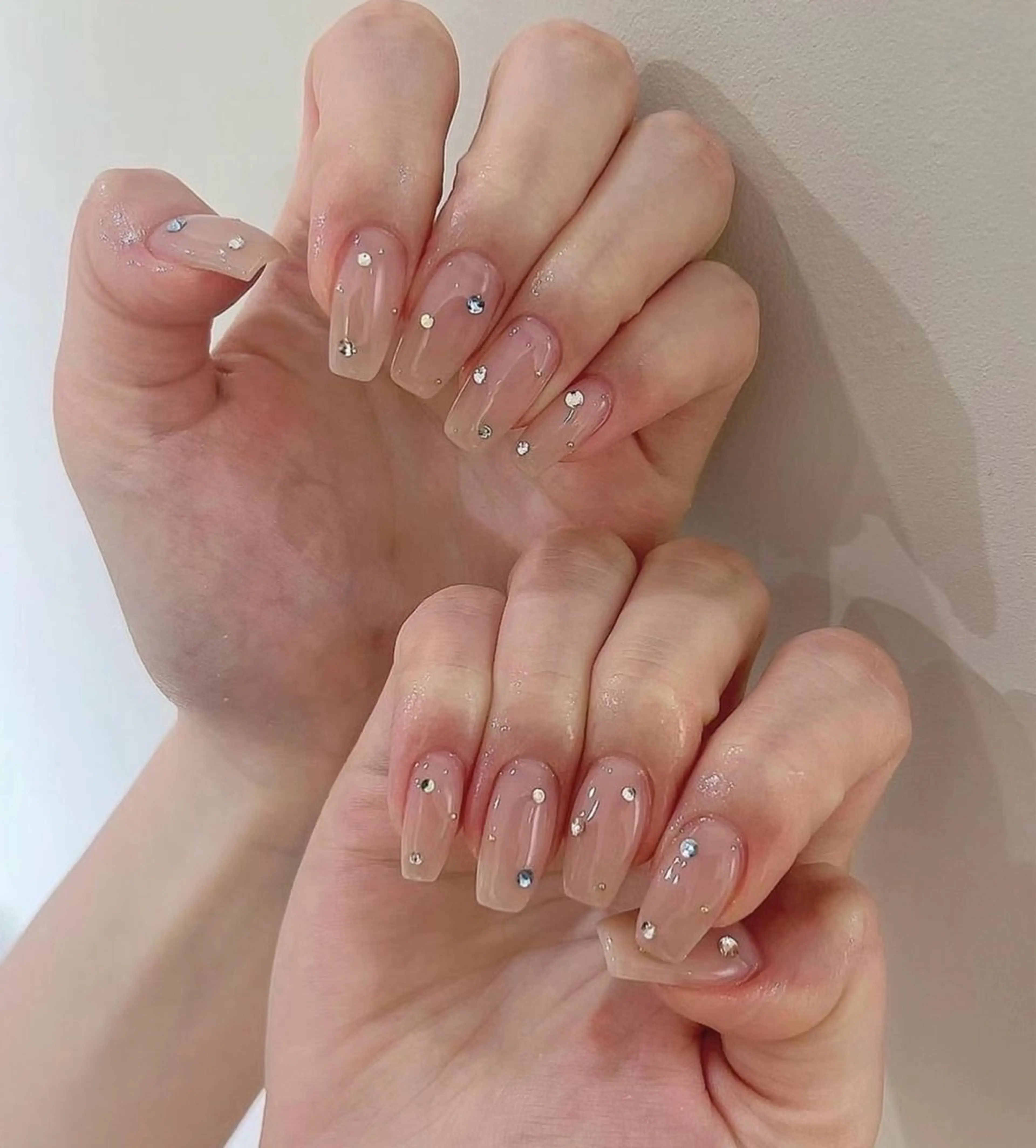 ネイル ワンカラーネイル ストーンネイル BabyYouMi nailのネイルデザイン