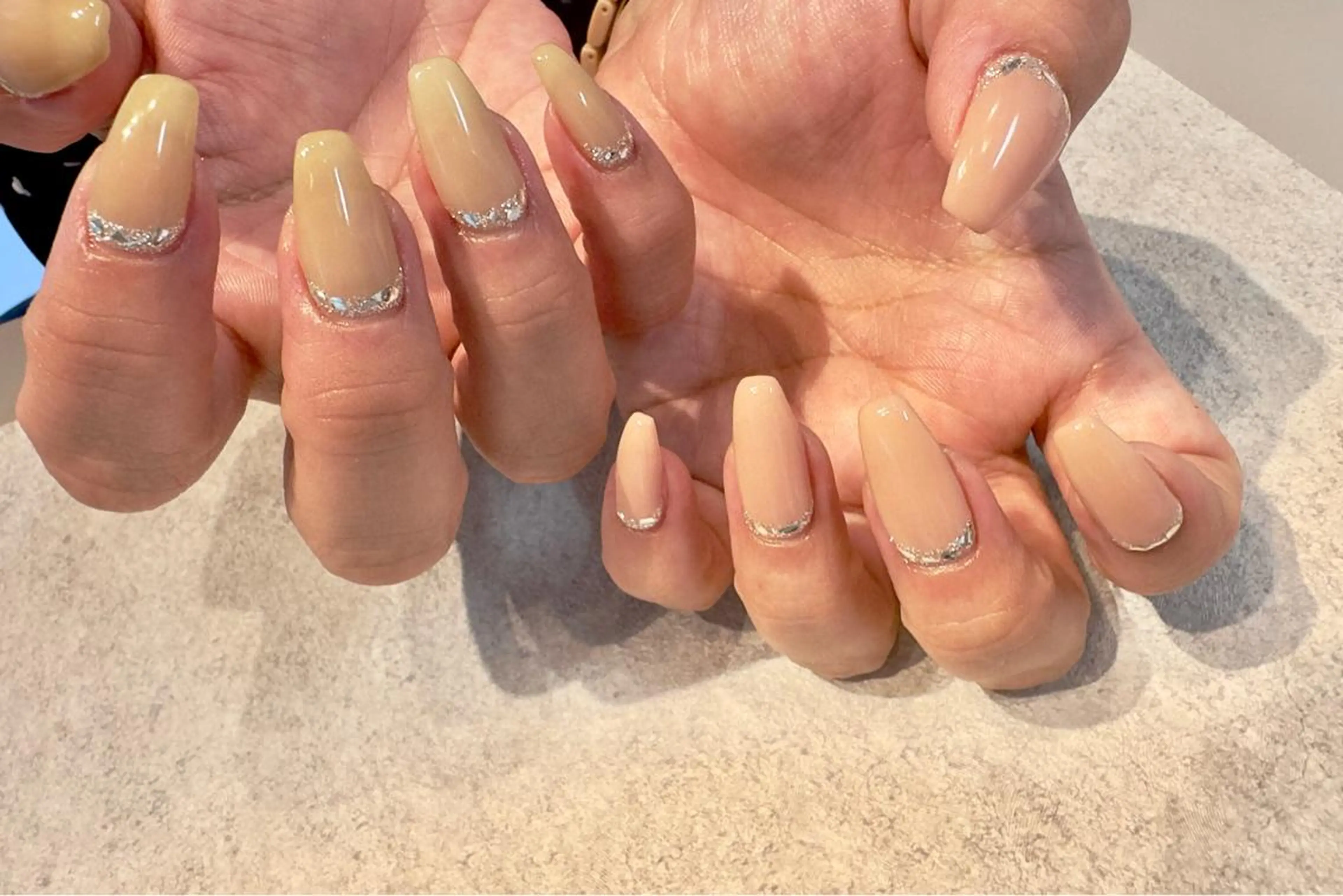 ネイル 長さ出し フレンチネイル ワンカラーネイル 逆フレンチ ハンドネイル Baden Nail ﾊﾞ-ﾃﾞﾝ ﾈｲﾙのネイルデザイン