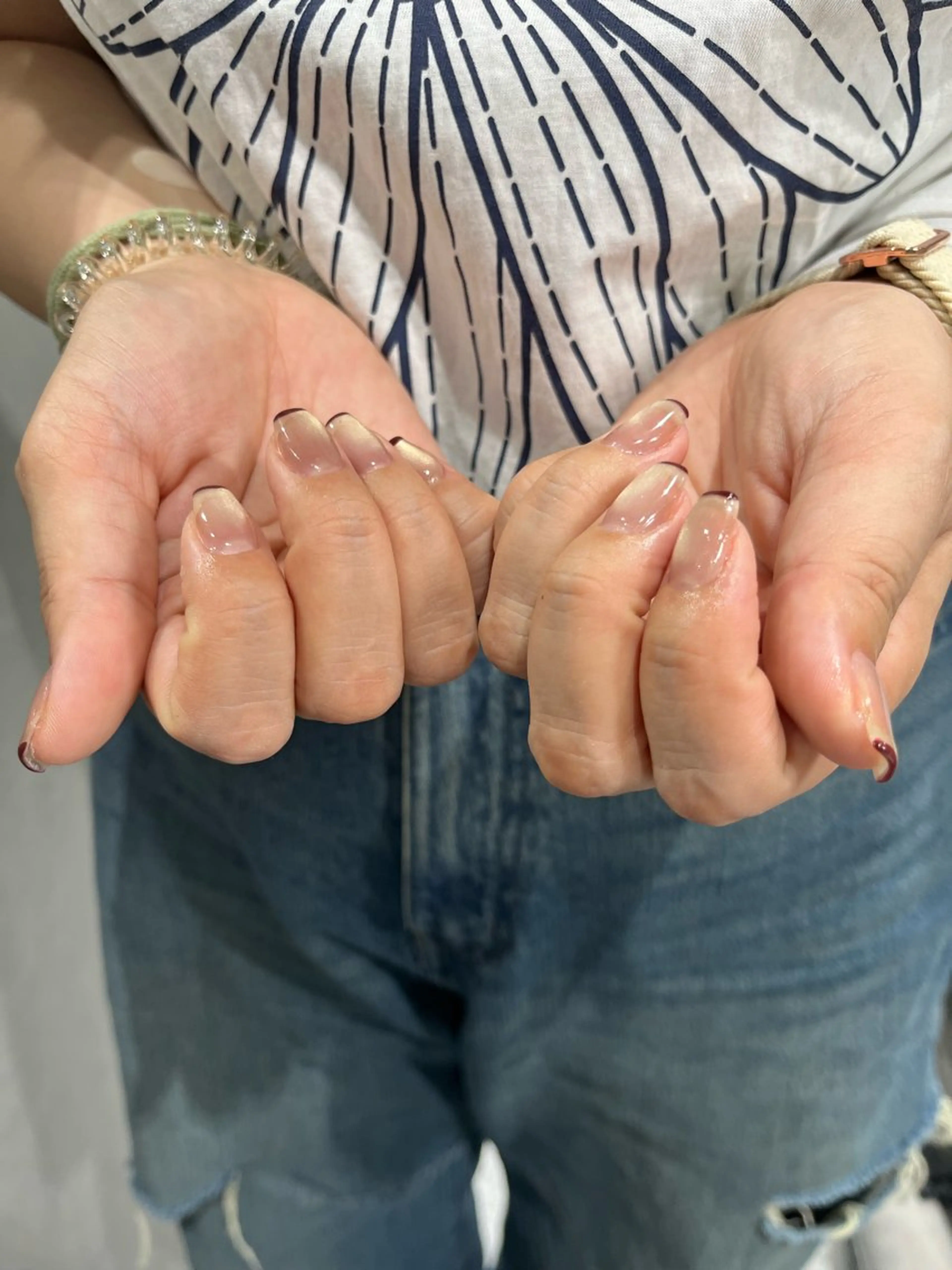 ネイル フレンチネイル マグネットネイル マグネットフレンチ GO TODAY  SHAiRE  SALON 横浜solace店所属・yuuna ネイルモデル募集中のネイルデザイン