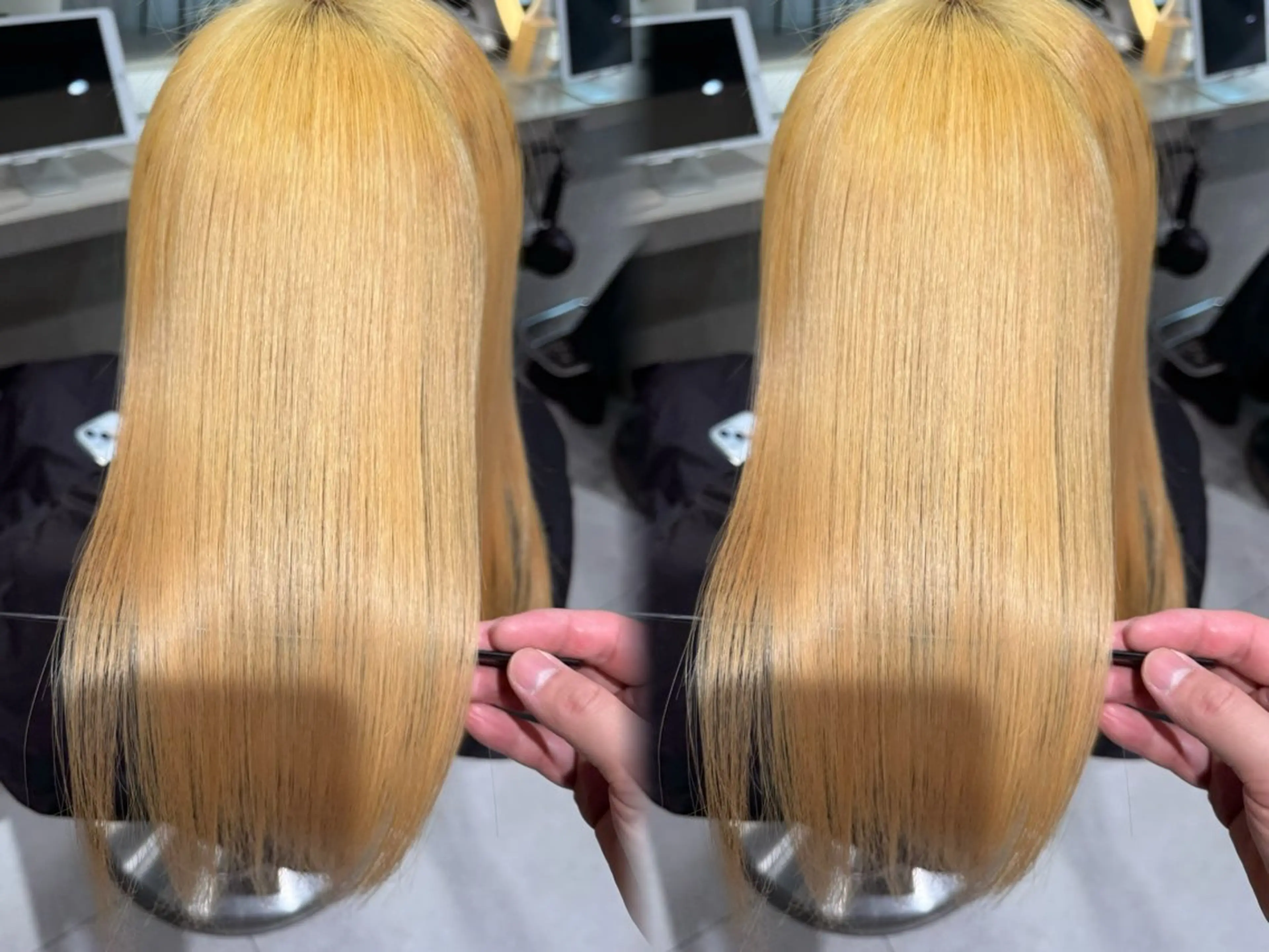 ロング カラー カット 縮毛矯正 トリートメント ブリなしWカラー✨️ 髪質改善【タケル】のヘアスタイル