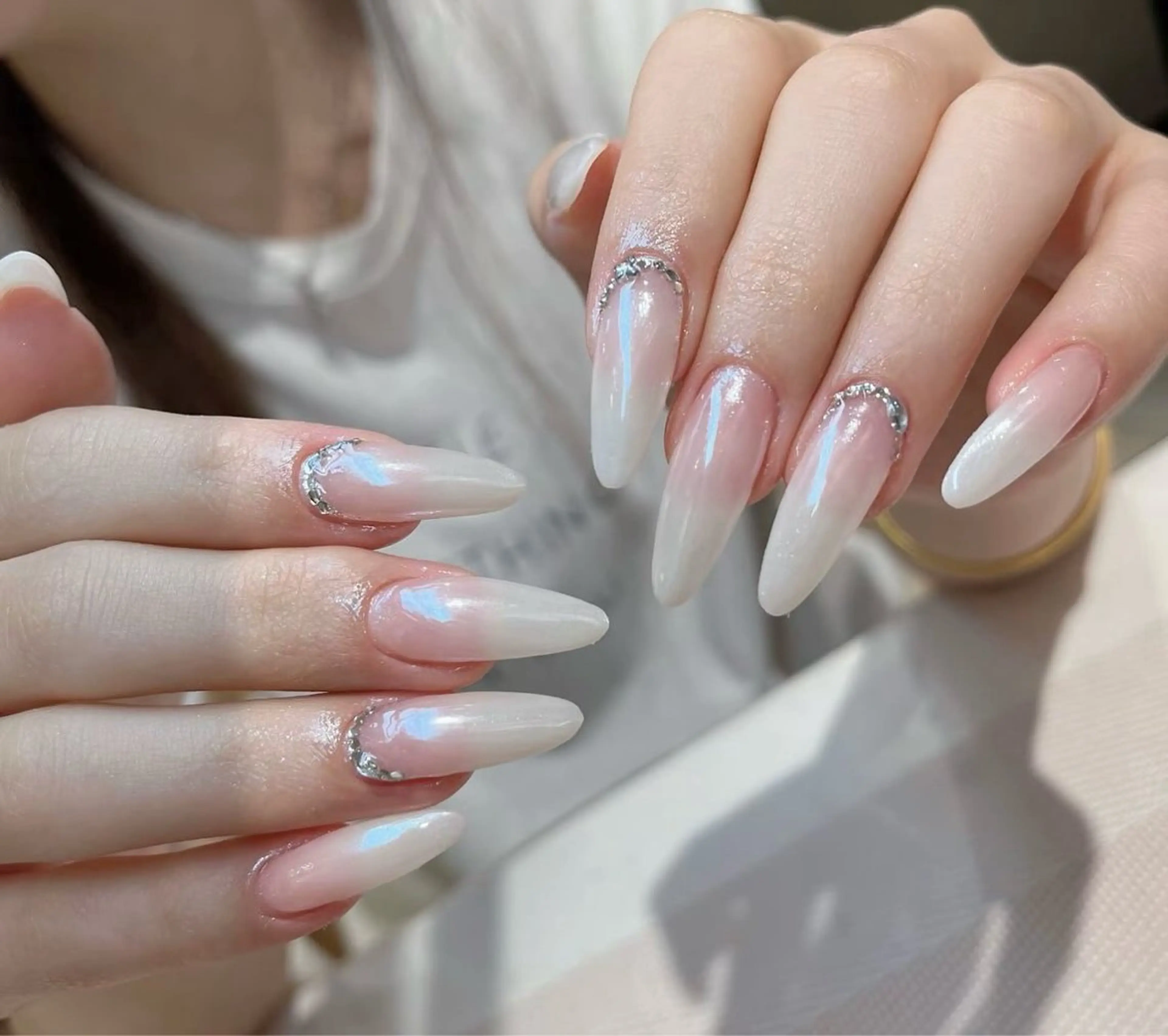 ネイル アートネイル オーロラネイル ブルー チークネイル フットネイル ハンドネイル NAILS168 新大久保店のネイルデザイン