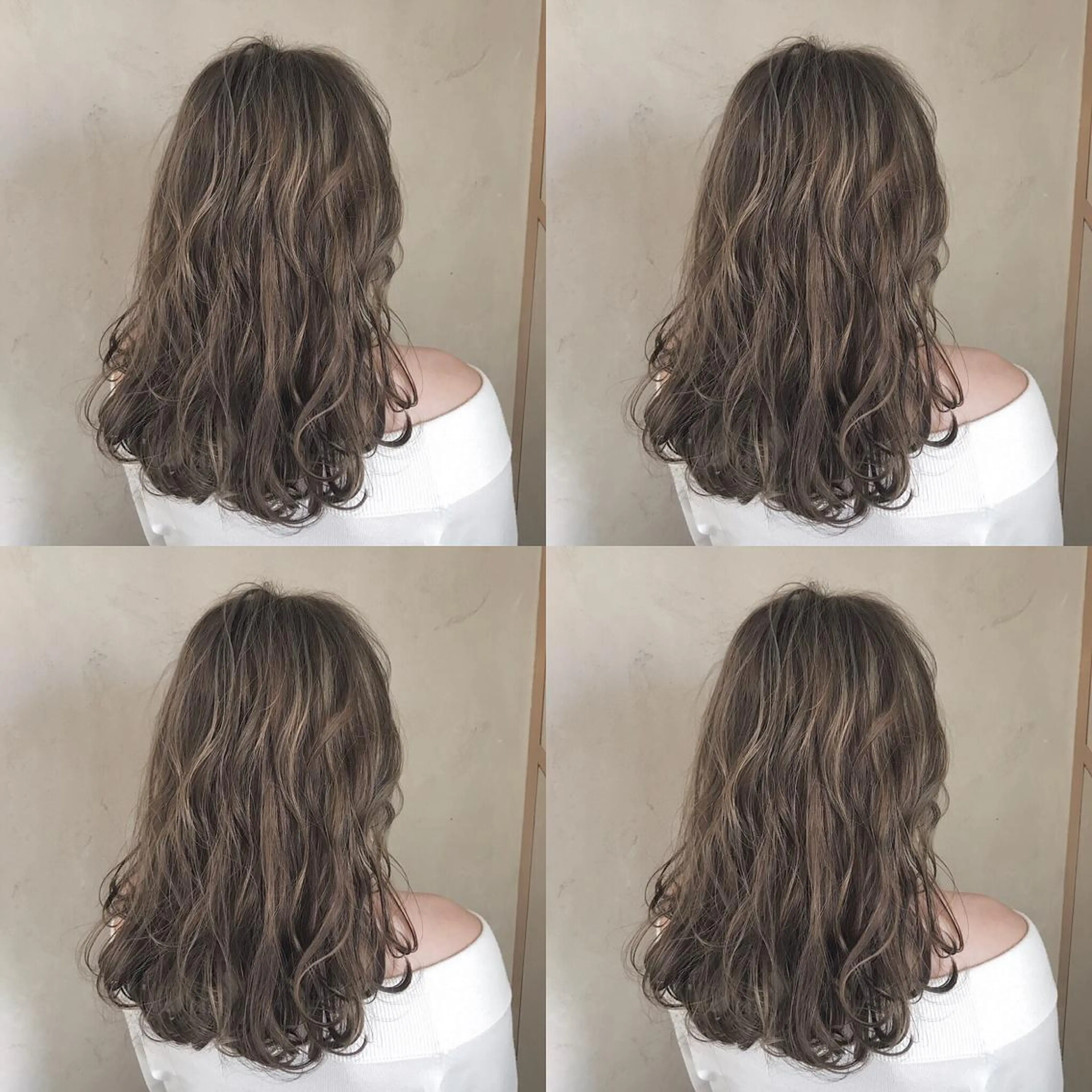 セミロング カラー ベージュカラー フォギーベージュ ハイライトカラー ハイライト she2.shinjuku所属・takumi Hのヘアスタイル