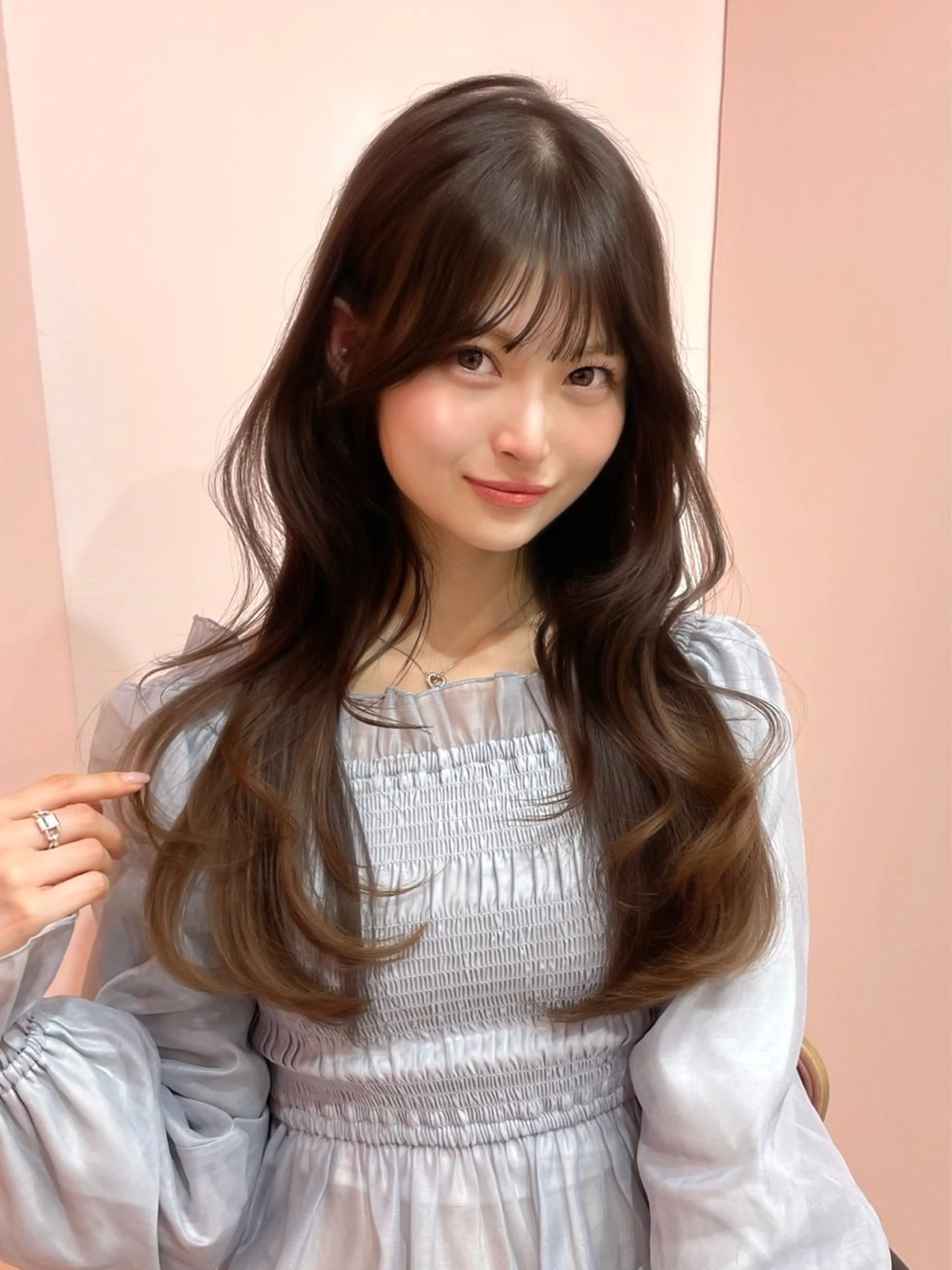 セミロング カラー ベージュカラー ブリーチ ブラウンカラー チョコレートブラウン 透明感カラー カット ヘアカラー 渋谷/韓国ヘア/ 顔まわり♡Ayakaのヘアスタイル