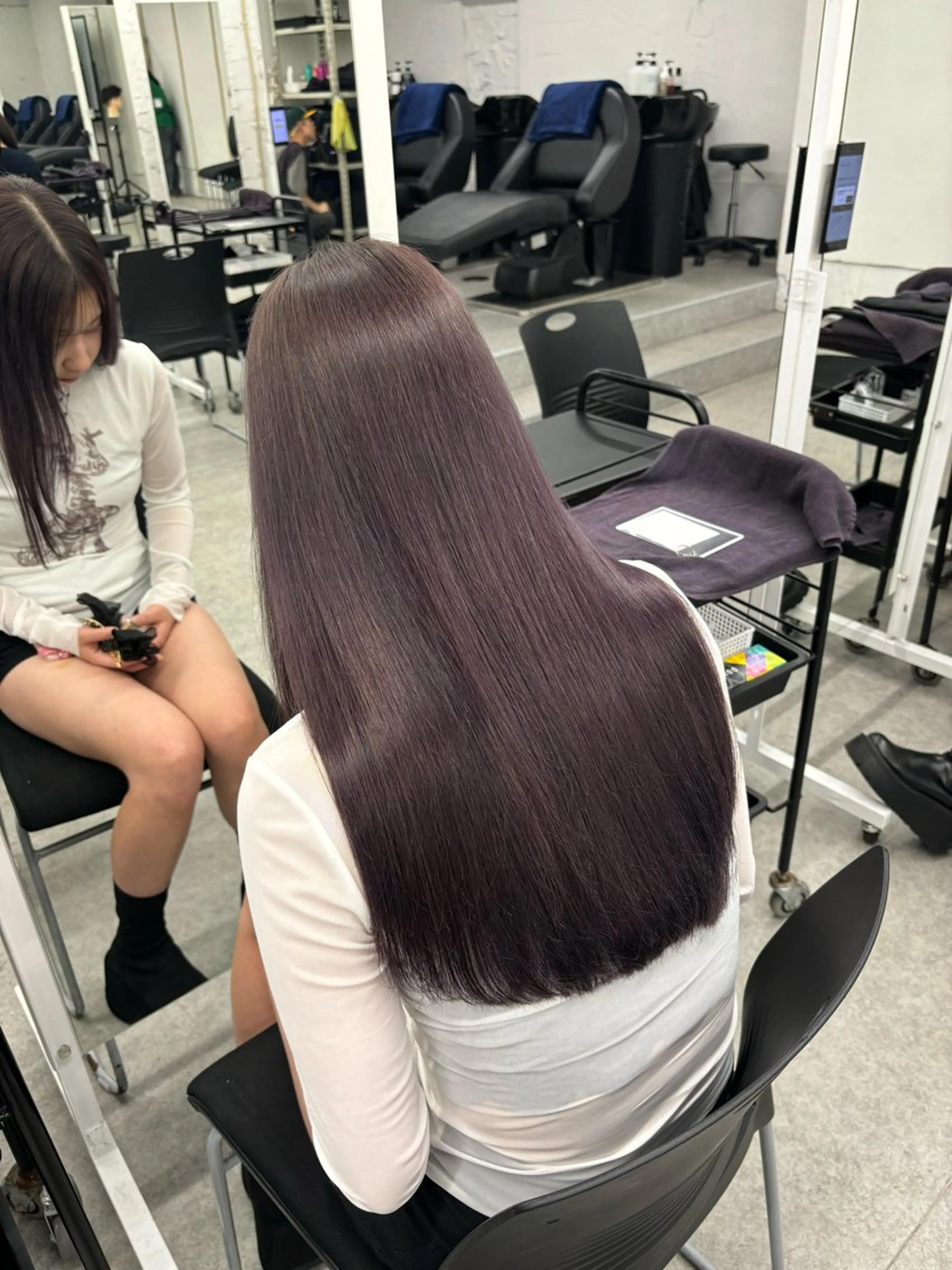 ロング カラー ブリーチなし透明感 ×縮毛矯正🤍ユウのヘアスタイル