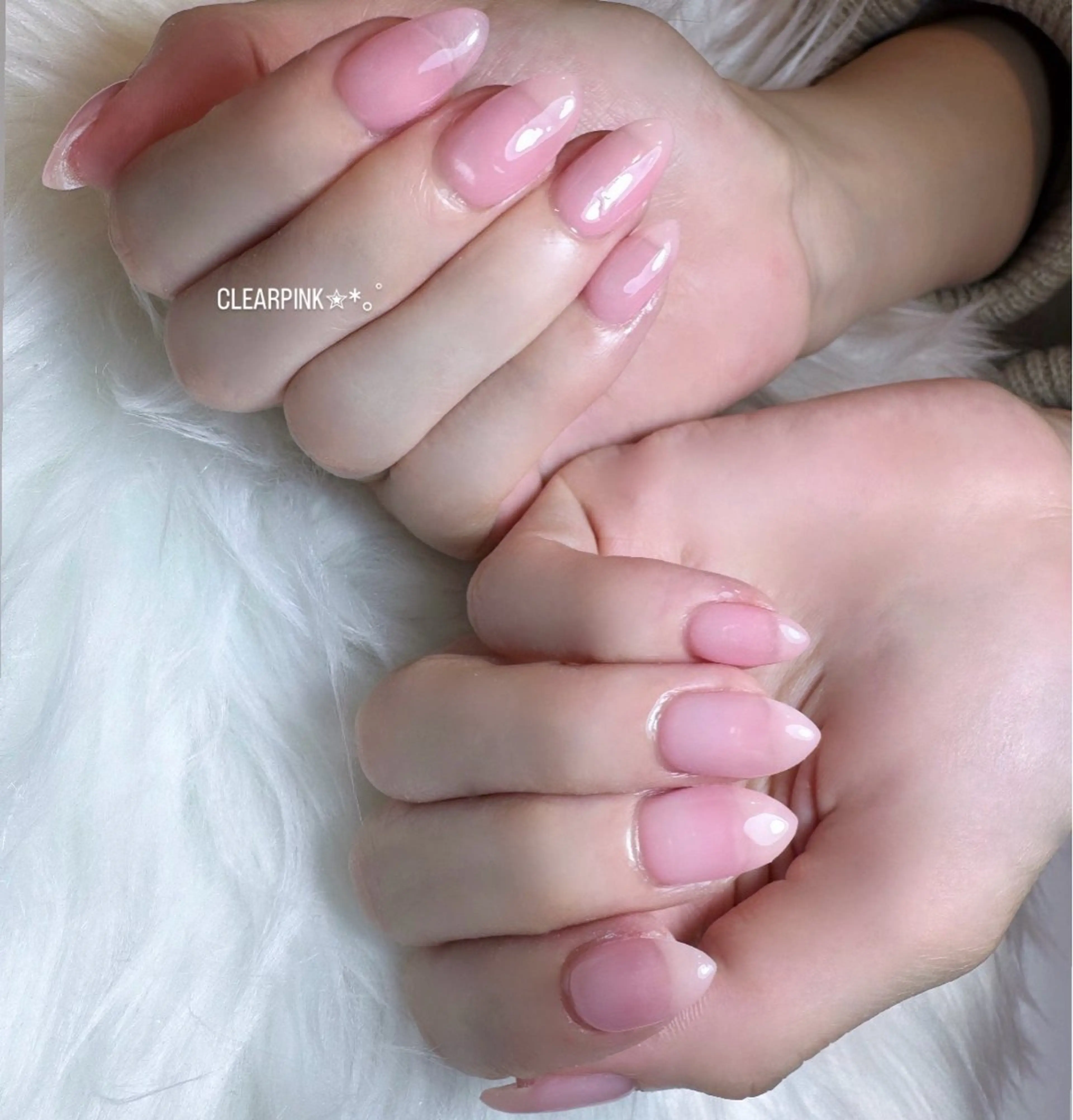 ネイル クリアネイル ピンク ハンドネイル よこやま🐩💭 eight nailのネイルデザイン