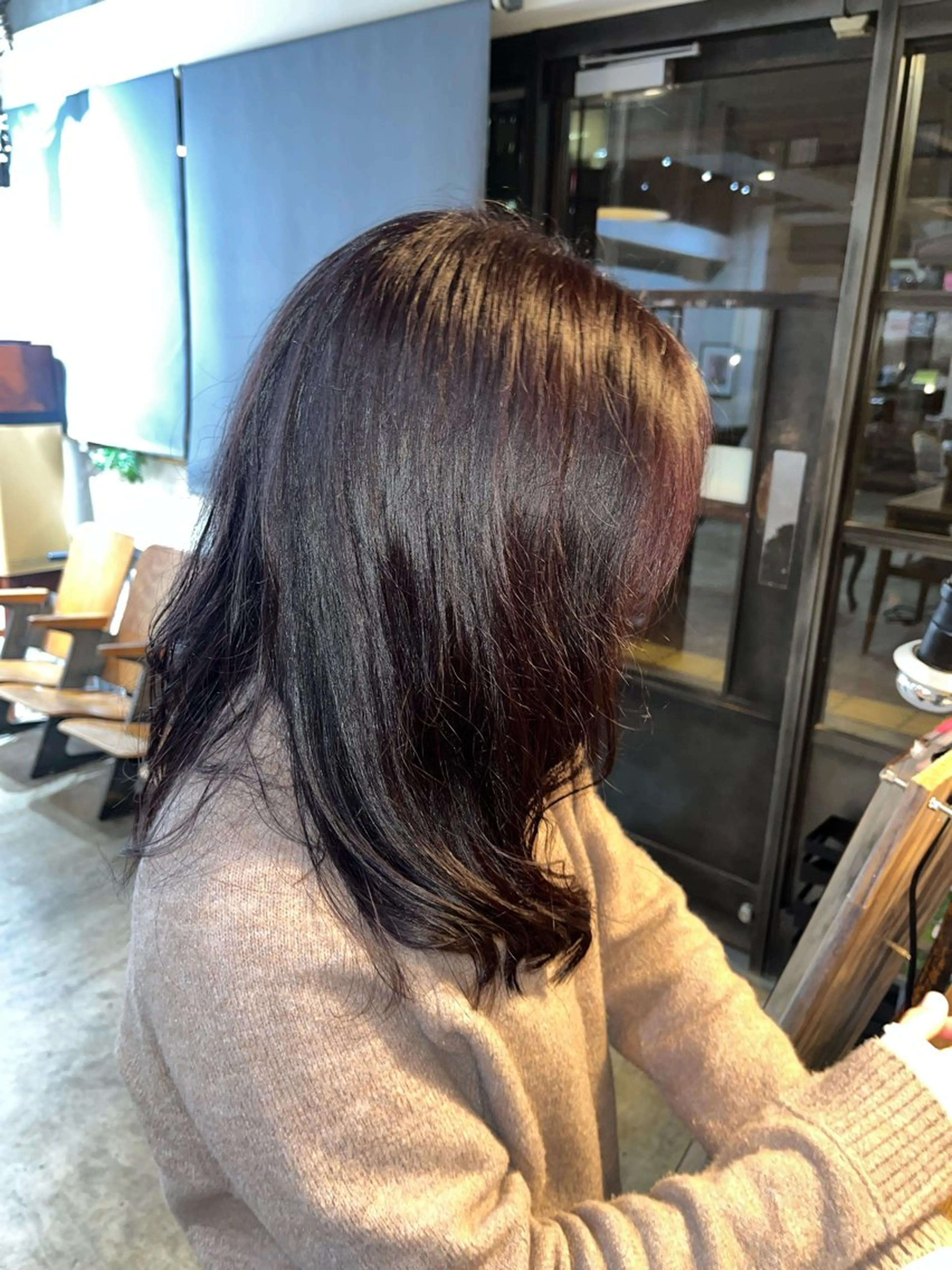 ミディアム カラー パーマ ヘアカラー 松原 樹里のヘアスタイル