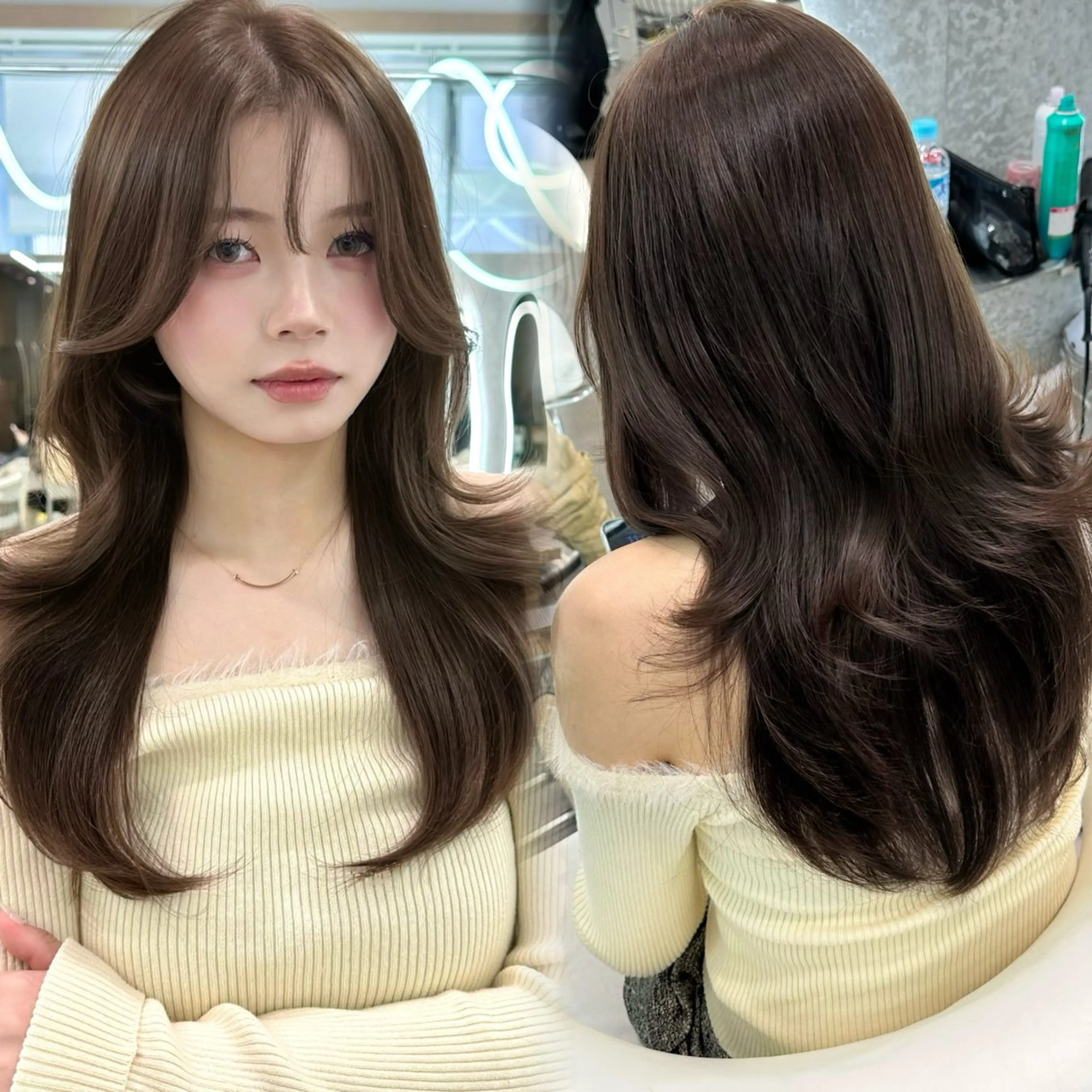 ミディアム カラー ヘアアレンジ ベージュカラー ブリーチ ダブルカラー ブリーチなしカラー カット ヘアカラー トリートメント ブリーチなしW🎀 髪質改善／はのんのヘアスタイル