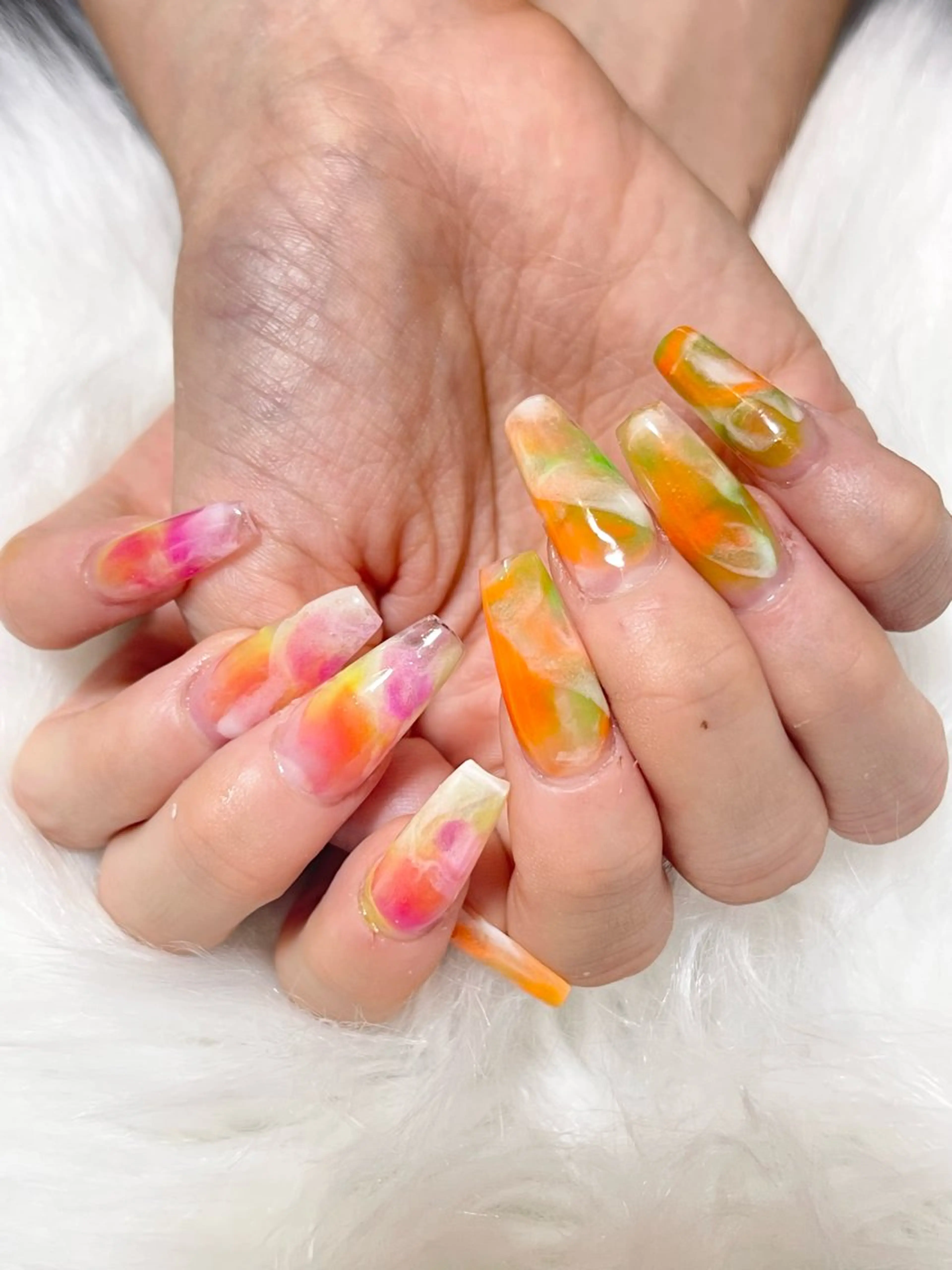 ネイル 大理石ネイル(マーブル) スカルプネイル おうちサロン by maururuのネイルデザイン