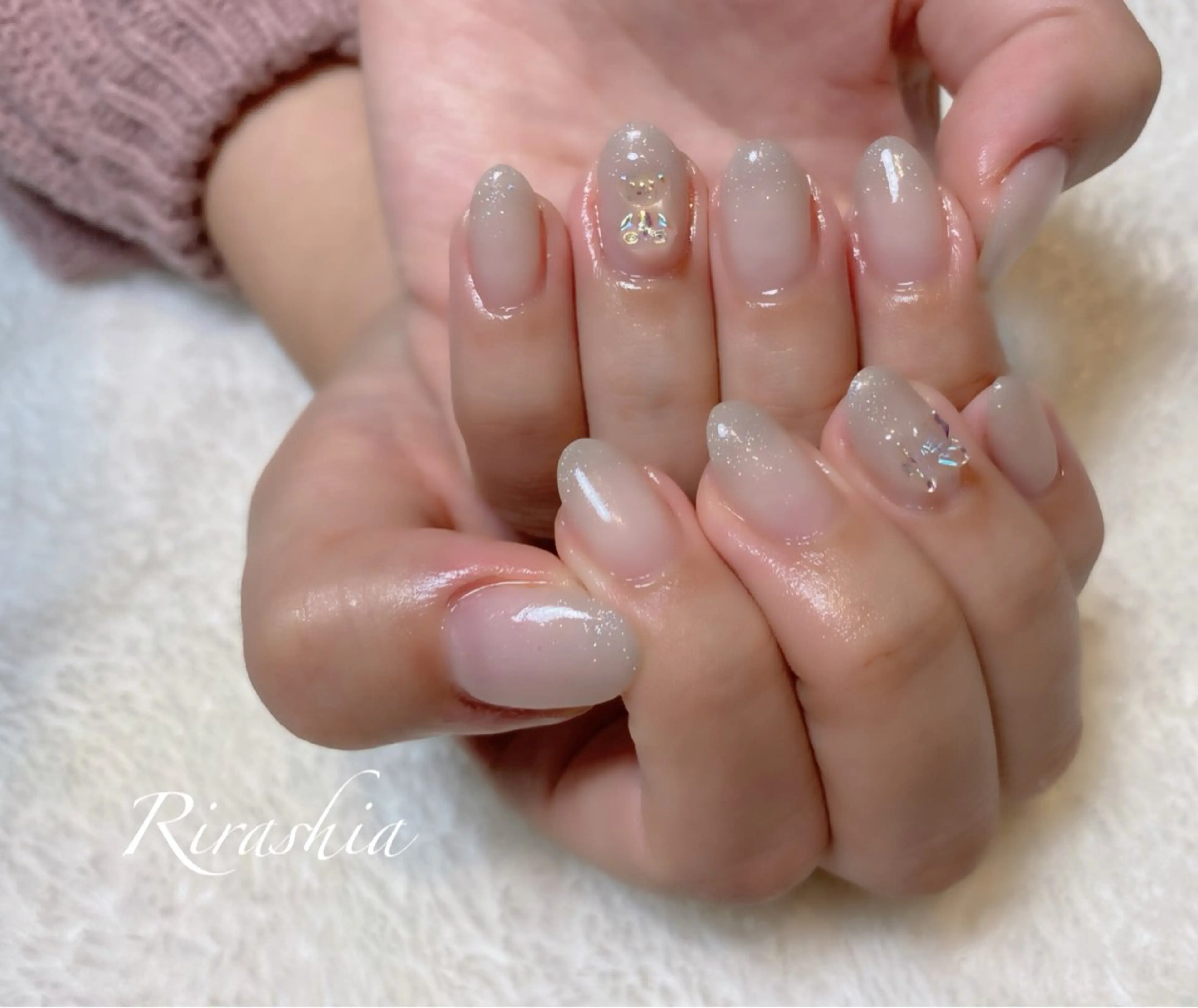 ネイル ハンドネイル ハンドケア うる艶♡透明感ネイル Rirashiaのネイルデザイン