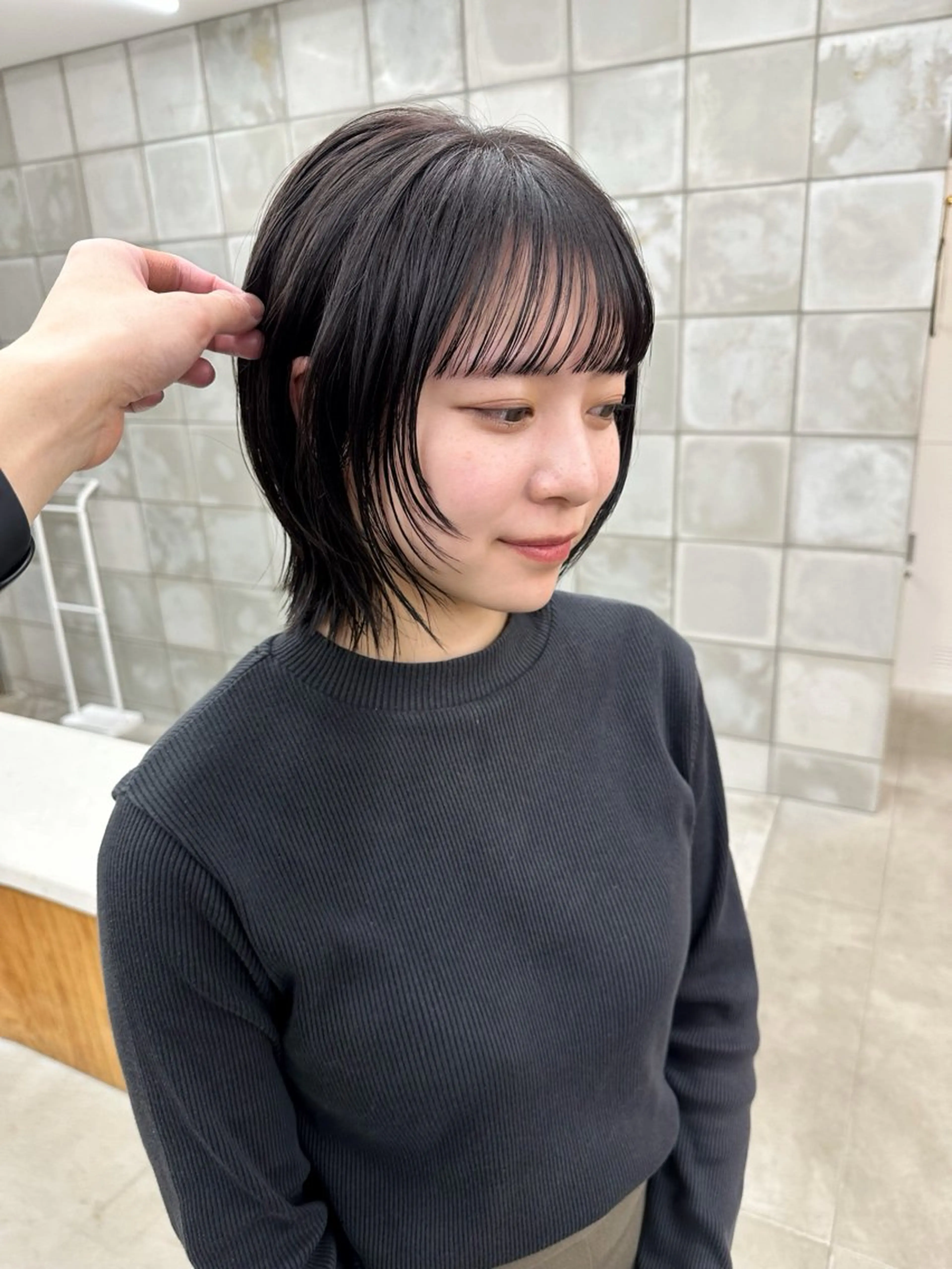 ショート カラー ボブ 顔まわりレイヤー レイヤーカット ウルフカット カット ヘアカラー パーマ /レイヤー 榛地渉馬 /矢場町のヘアスタイル