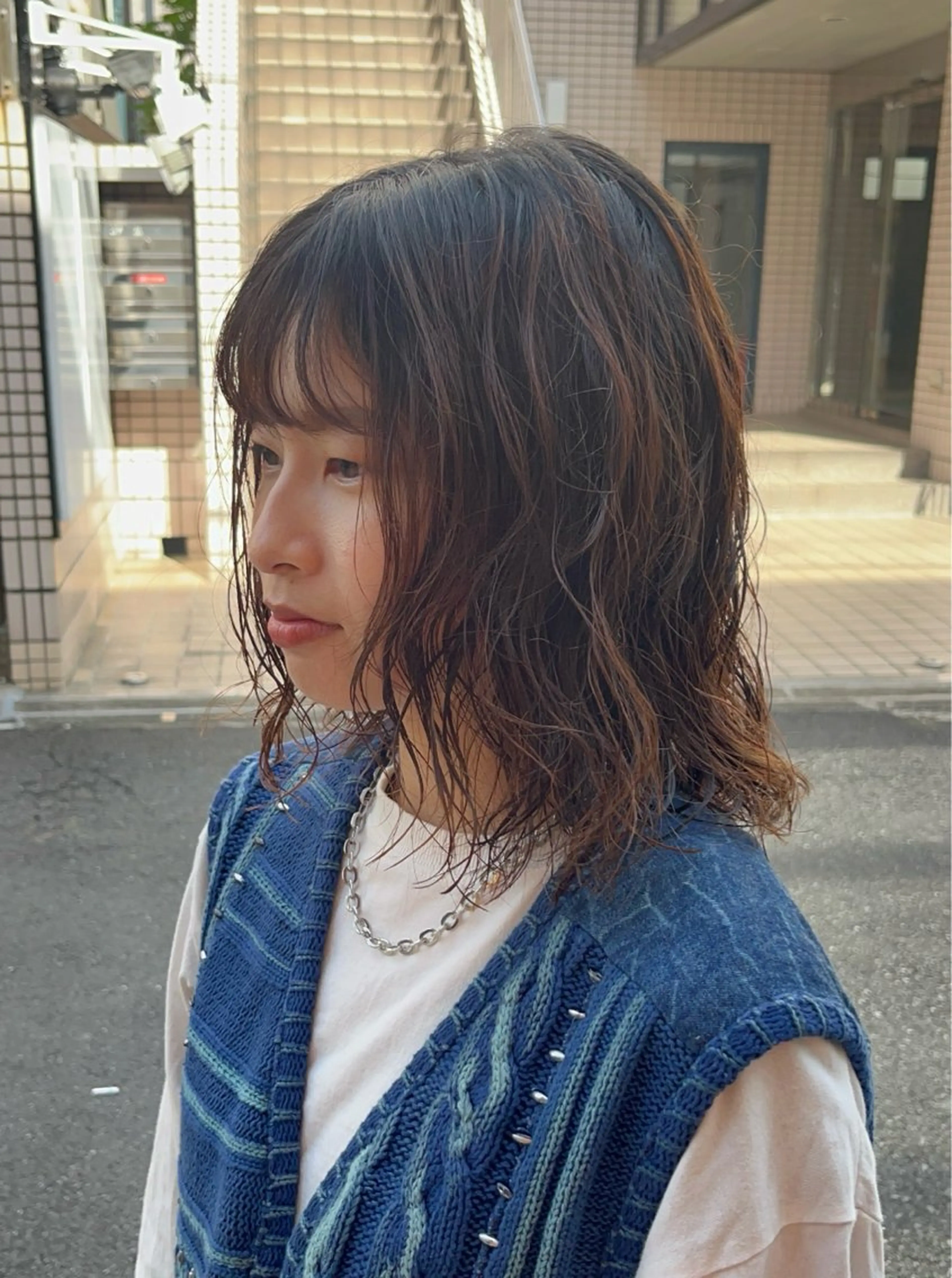 セミロング パーマ カット パーマ トリートメント ヘアセット 似合わせハイトーン 🍯ayumi🍯のヘアスタイル