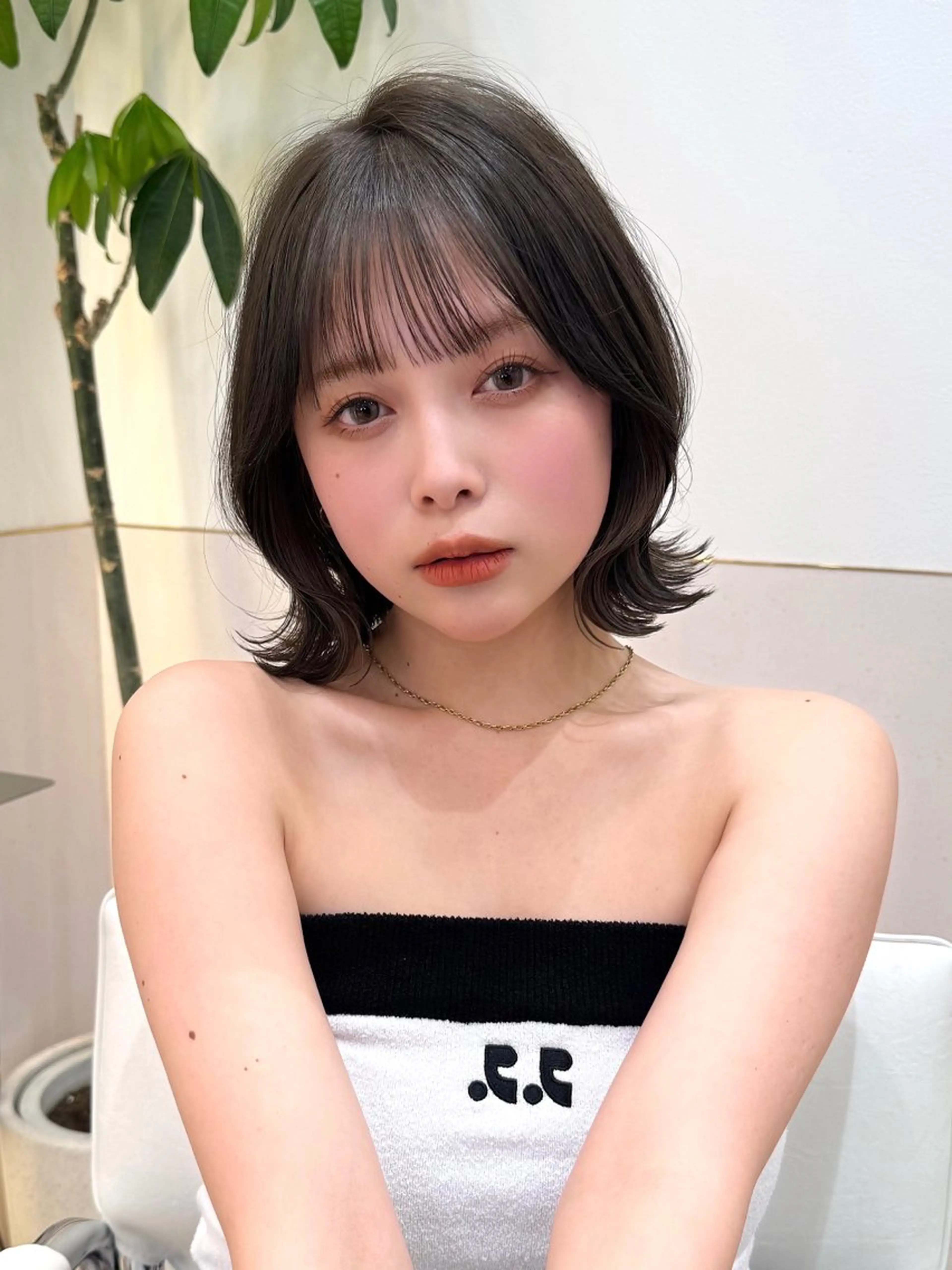 ミディアム カット ヘアカラー トリートメント 新宿/髪質改善/ボブ 韓国レイヤー大重聖斗のヘアスタイル