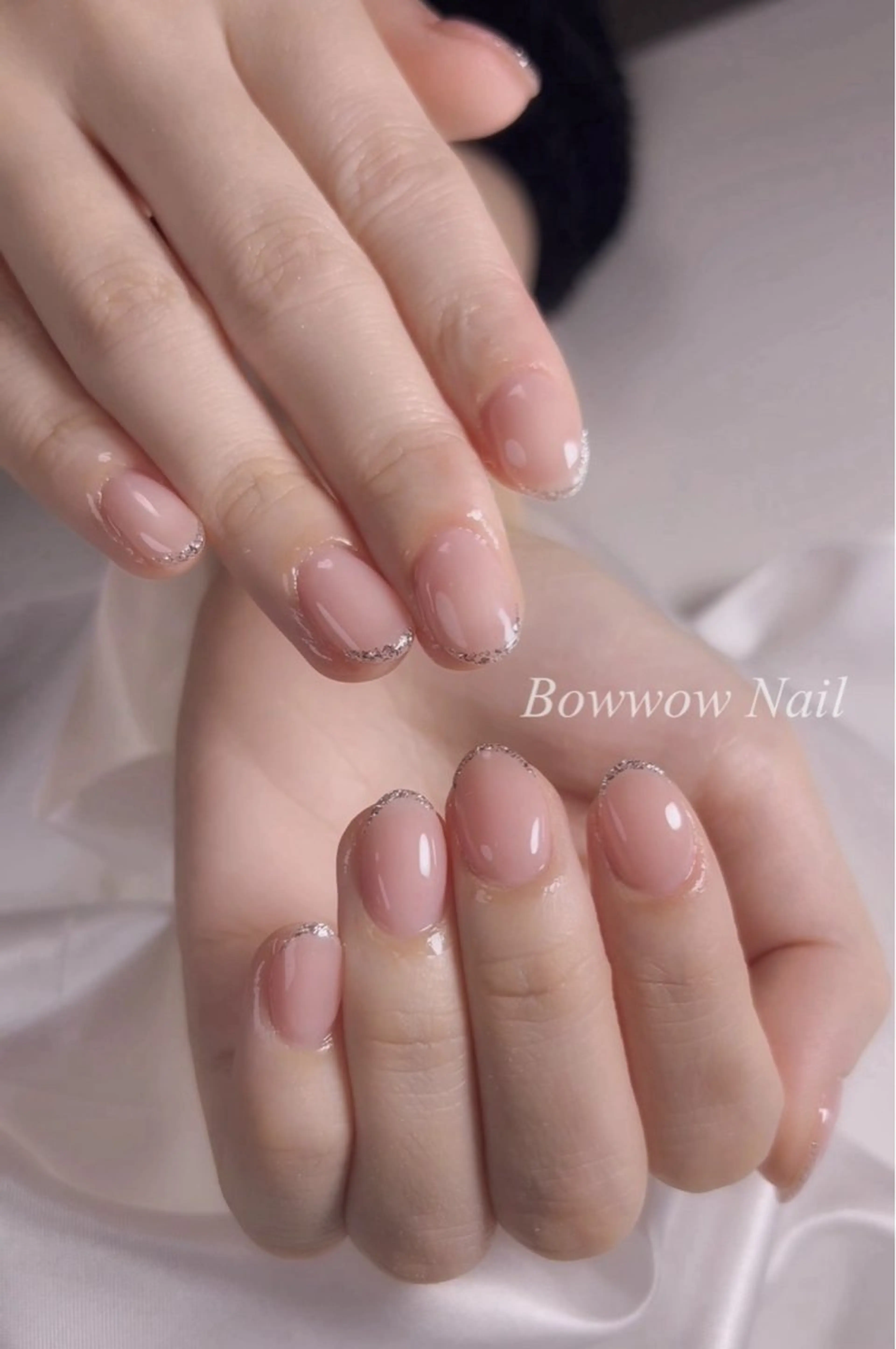 ネイル フレンチネイル 韓国ネイル ラメ(グリッター) ワンカラーネイル シンプルネイル ハンドネイル Bow wow Nail さや🧸のネイルデザイン