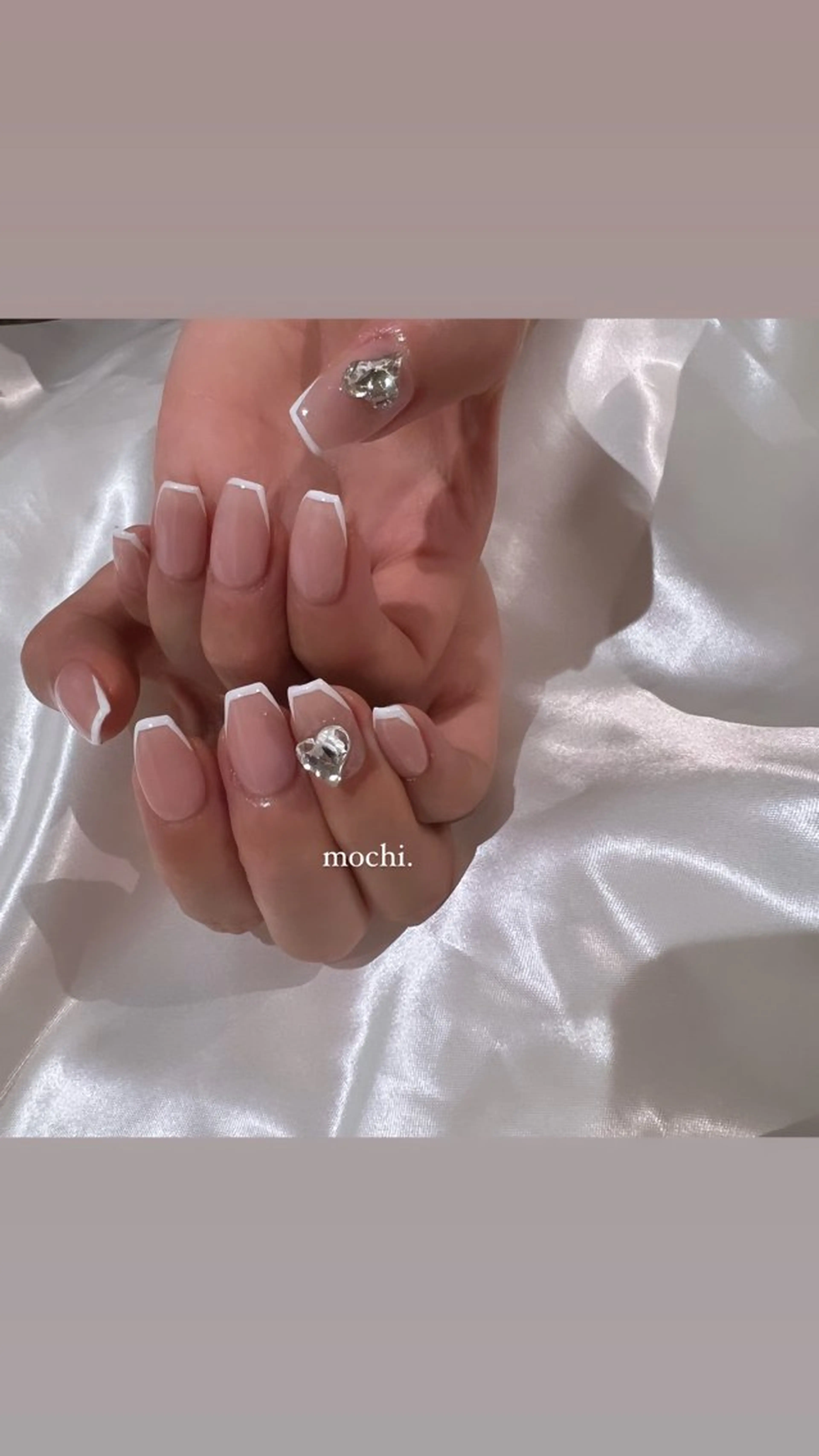 ネイル フレンチネイル ハート ハンドネイル mochi.所属・mochi. nail🌿のネイルデザイン