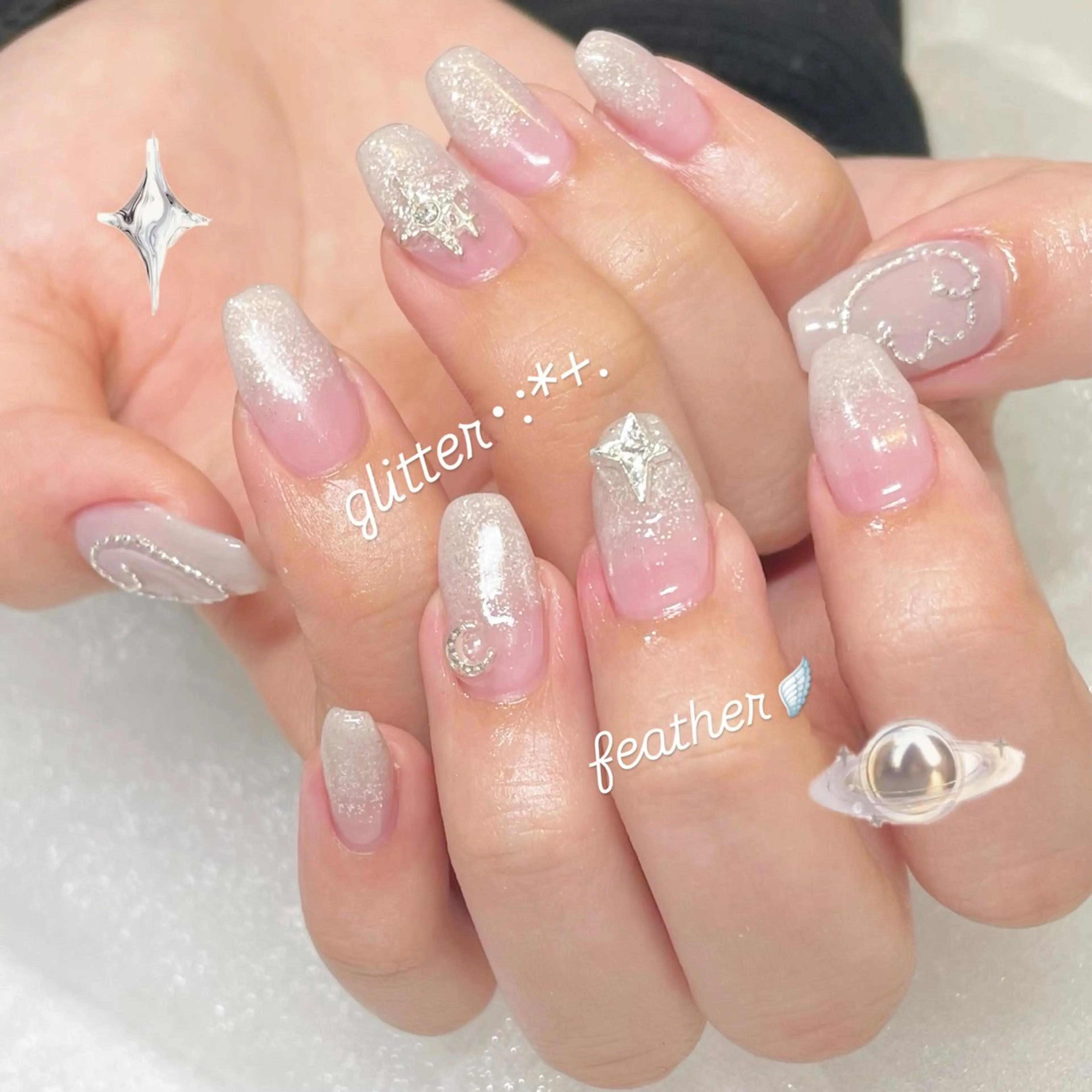 ネイル グラデーション キラキラネイル ラメ(グリッター) ラメグラデーション ハンドネイル Tsukahara 🌷仙台PARCOのネイルデザイン