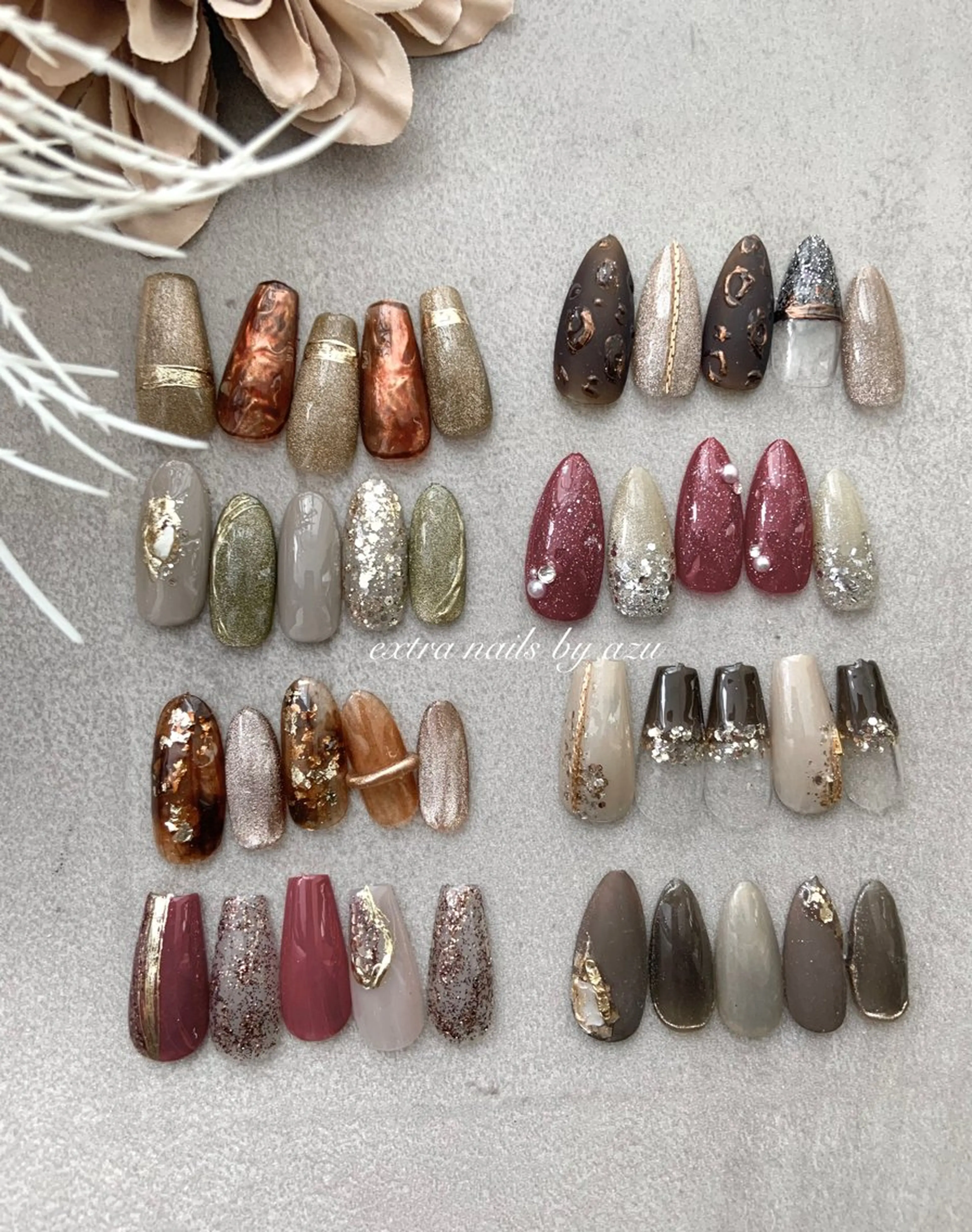ネイル べっ甲ネイル ボルドー マグネットネイル ハンドネイル extranails ／lemellaのネイルデザイン