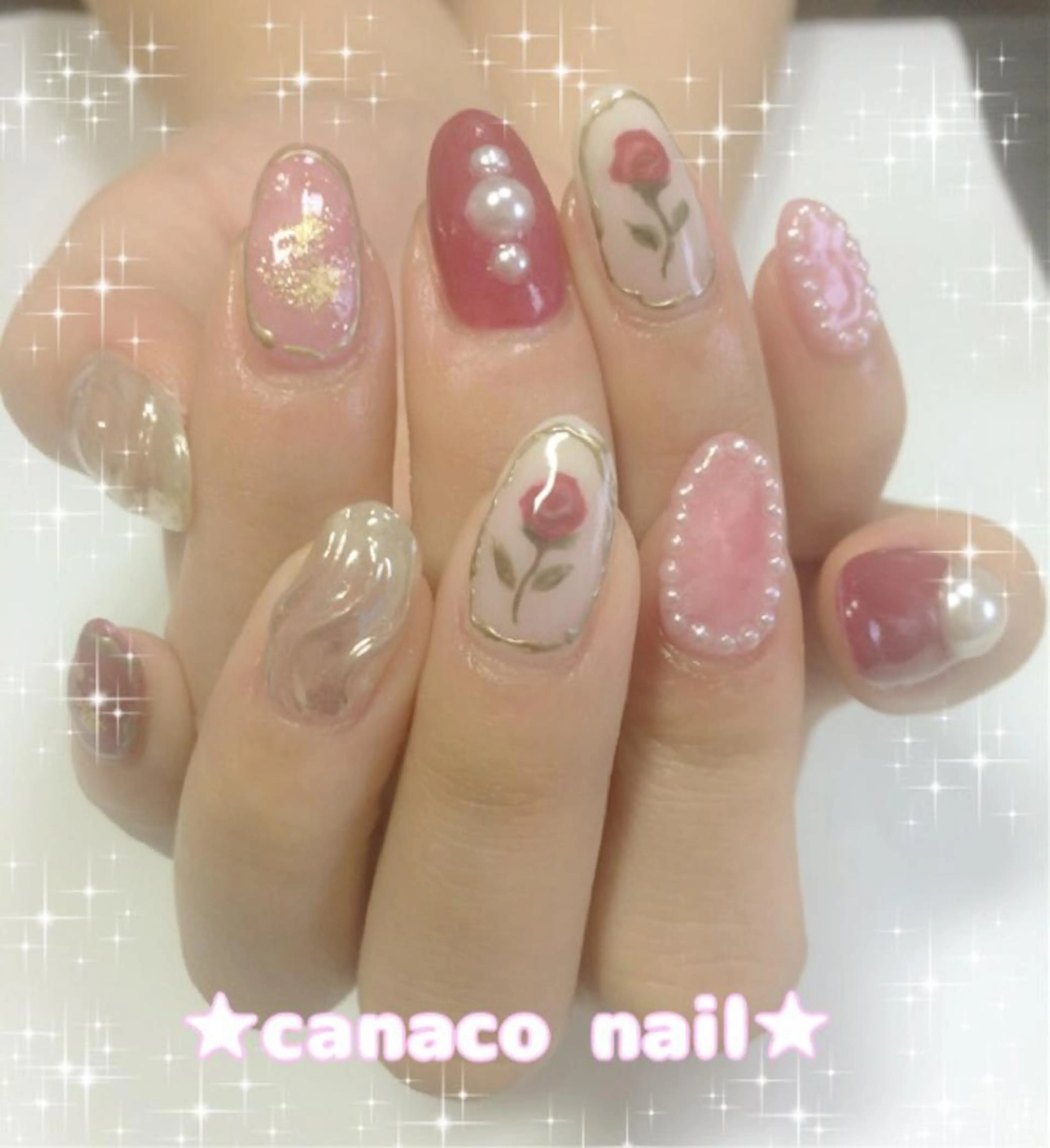 ネイル アートネイル ジェルネイル パラジェル ストーンネイル ハンドネイル ハンドケア Felice所属・ベテランネイル cnc  nailのネイルデザイン