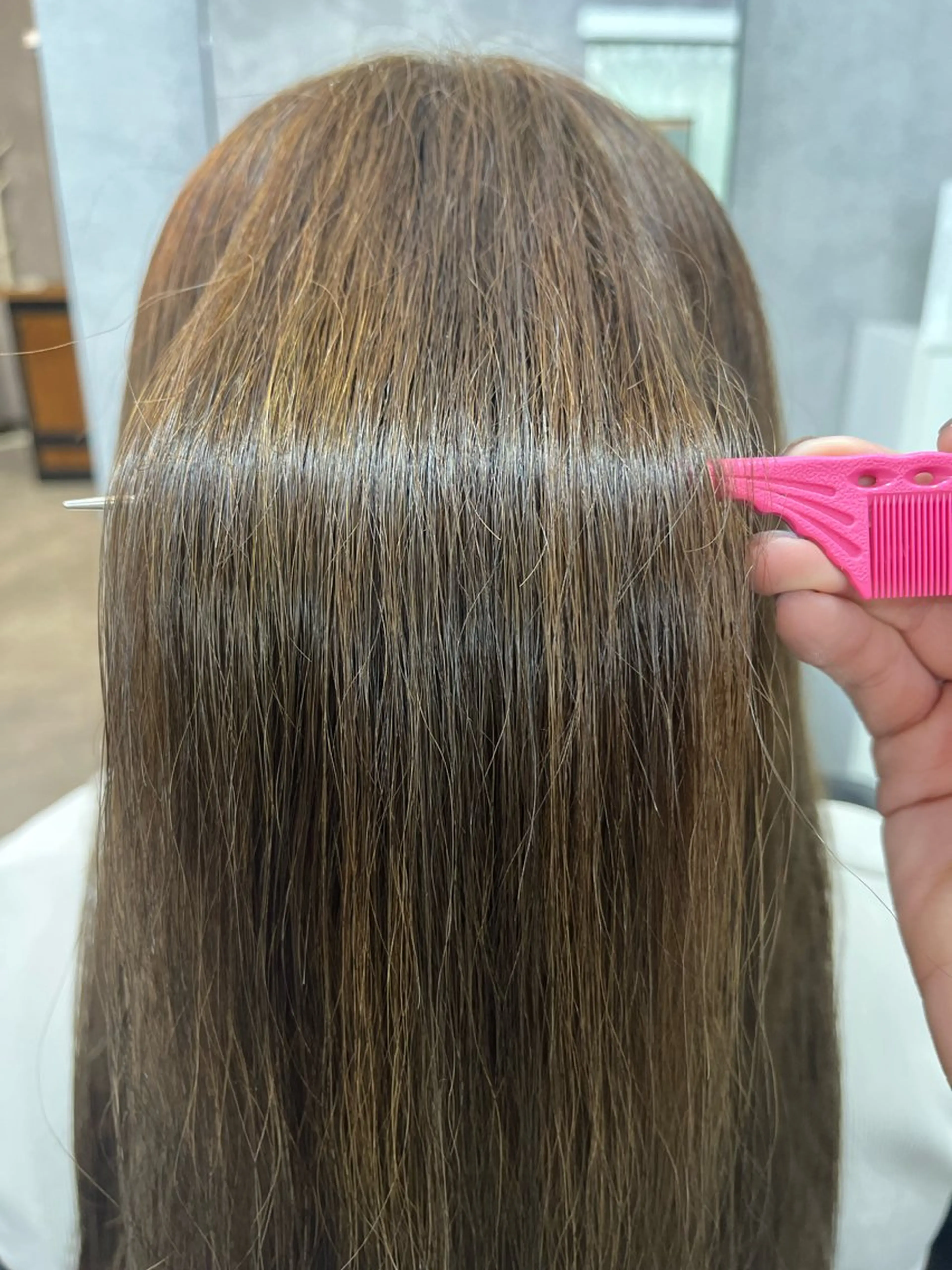 ロング カラー ヘアアレンジ アディクシーカラー バレイヤージュ ミストバング ベージュカラー 黒髪 カット ヘアカラー トリートメント Eir江坂　カット/ボブ/ショート/髪質改善カラー/トリートメント所属・髪質改善カラー特化 亮輔【江坂駅すぐ】のヘアスタイル