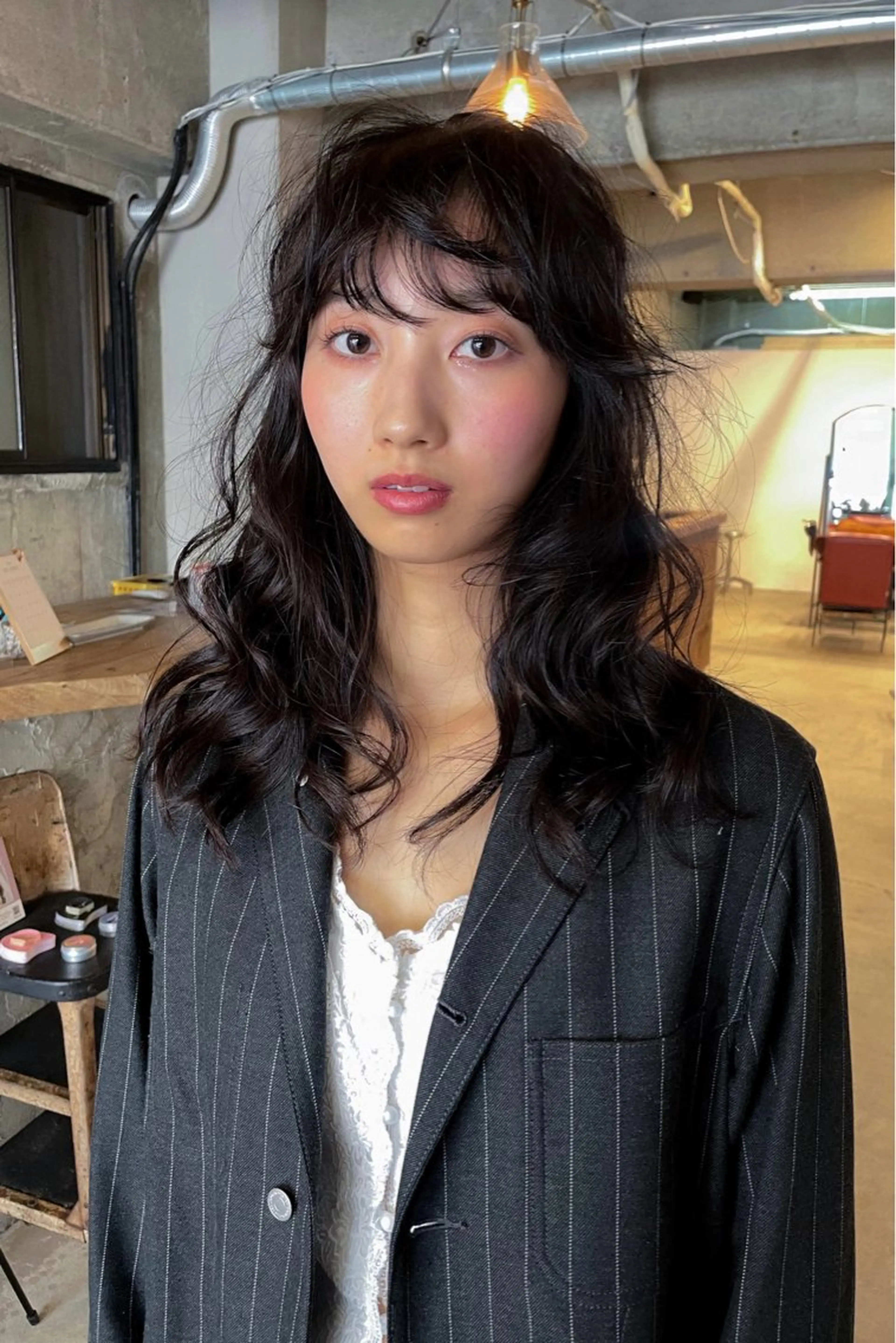 セミロング パーマ パーマ/レイヤー 岩山丈一郎のヘアスタイル