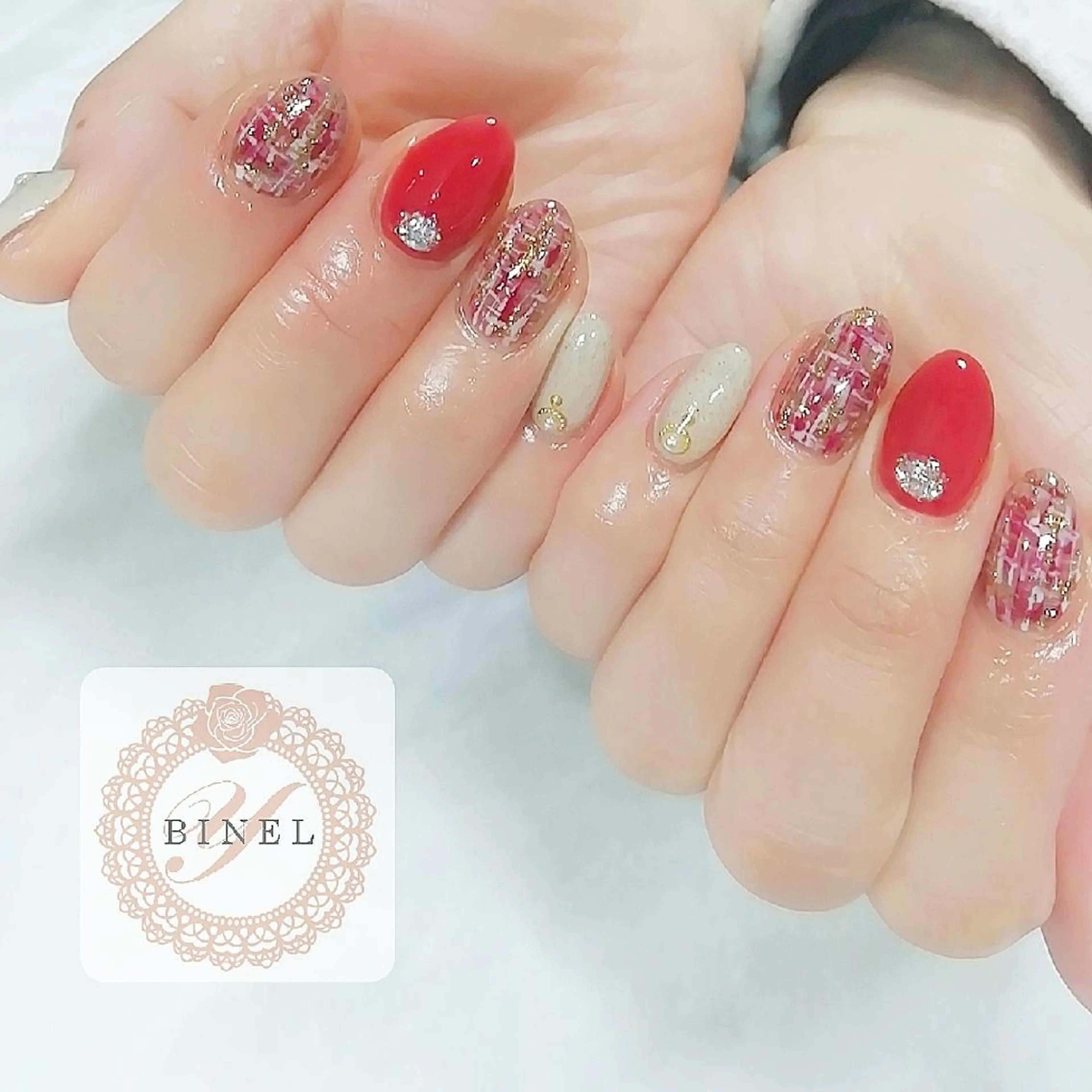 ネイル ツイードネイル ハンドネイル Nail Salon Y.BINELのネイルデザイン