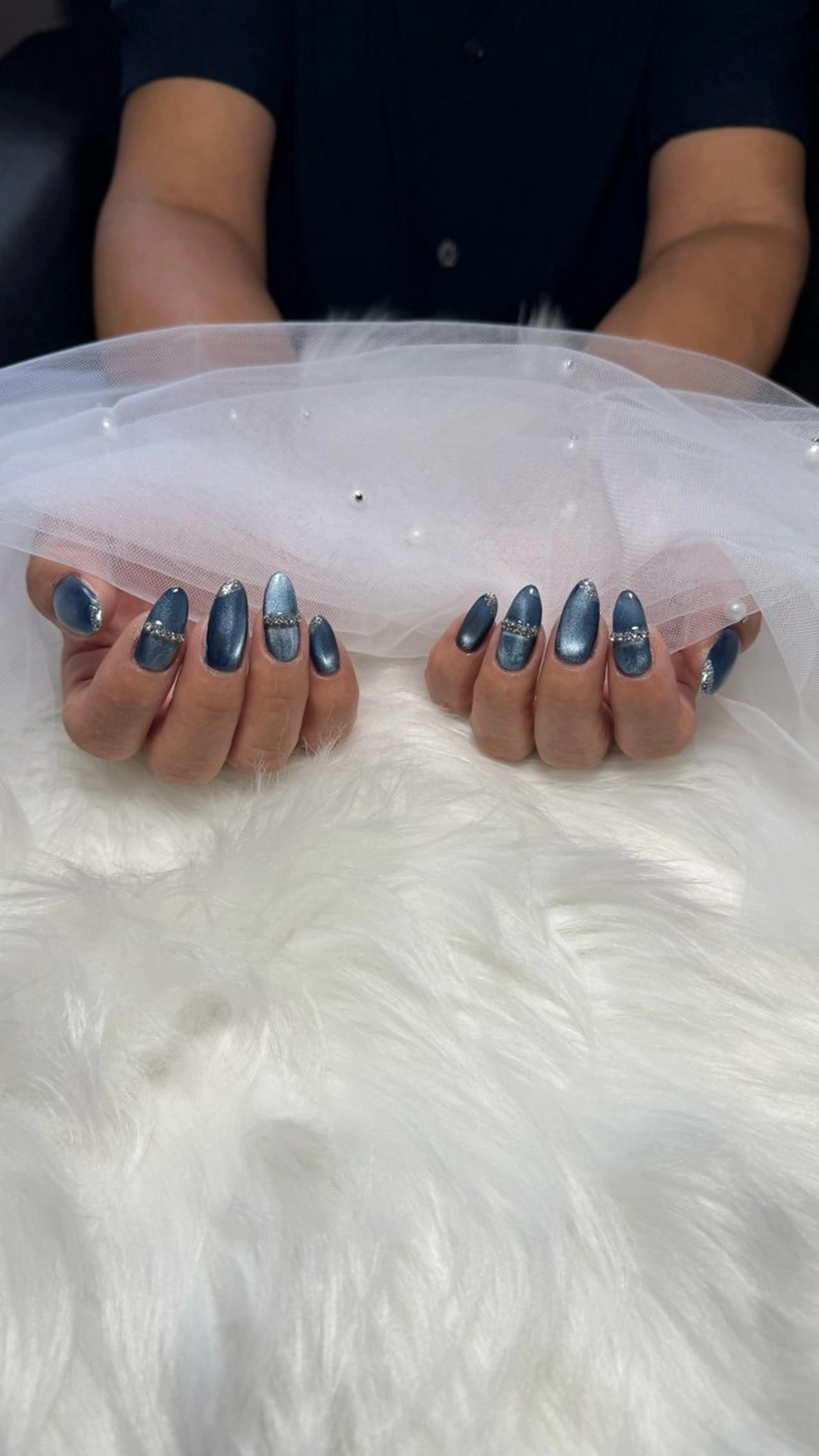 ネイル ブルー マグネットネイル ハンドネイル Kirari所属・uru nail/ 本部町/Kirariのネイルデザイン