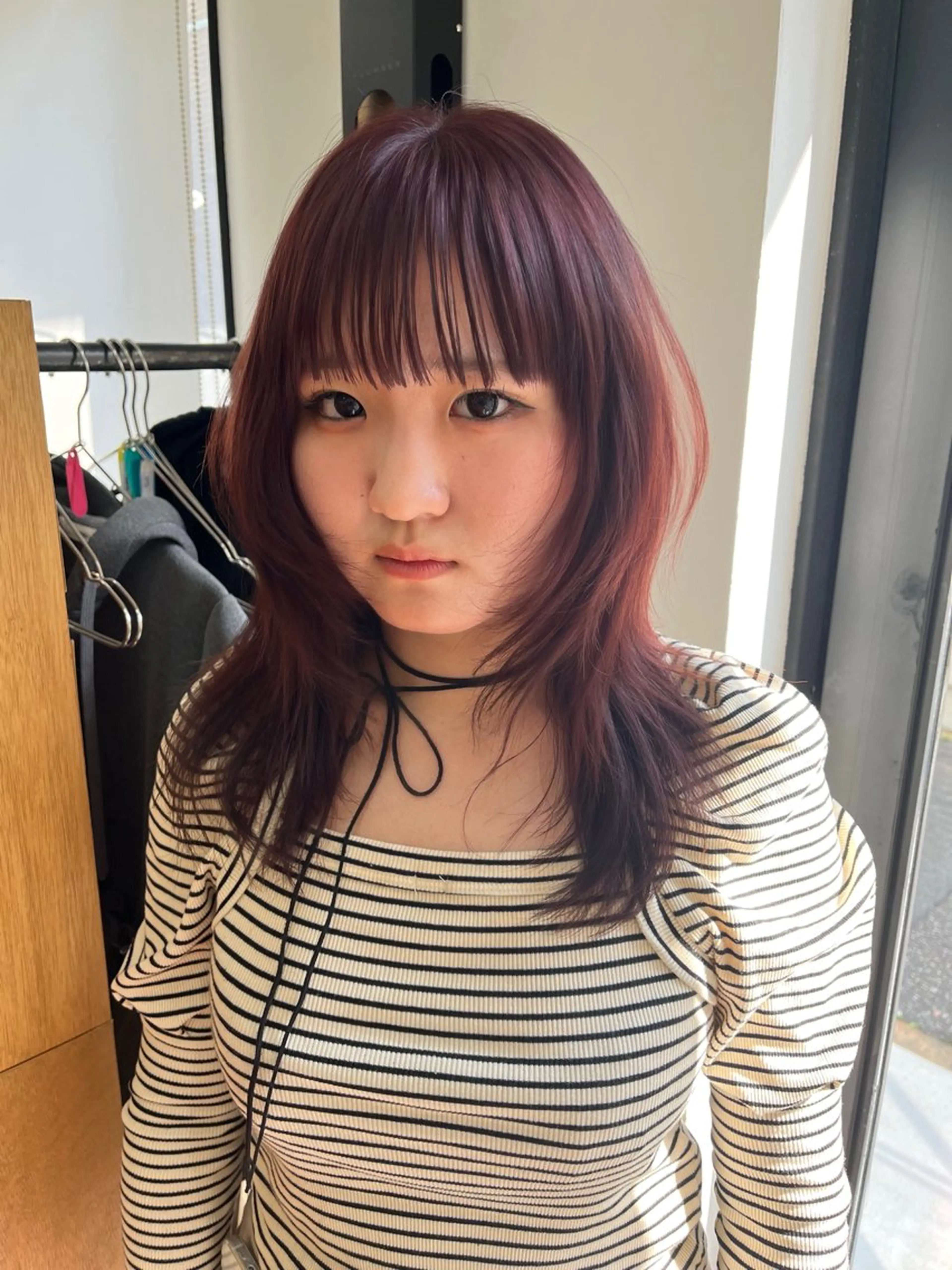 ロング カラー ブリーチ ブリーチなしカラー レッドカラー ハッシュカット カット ヘアカラー miyu /レイヤー/ブリーチのヘアスタイル