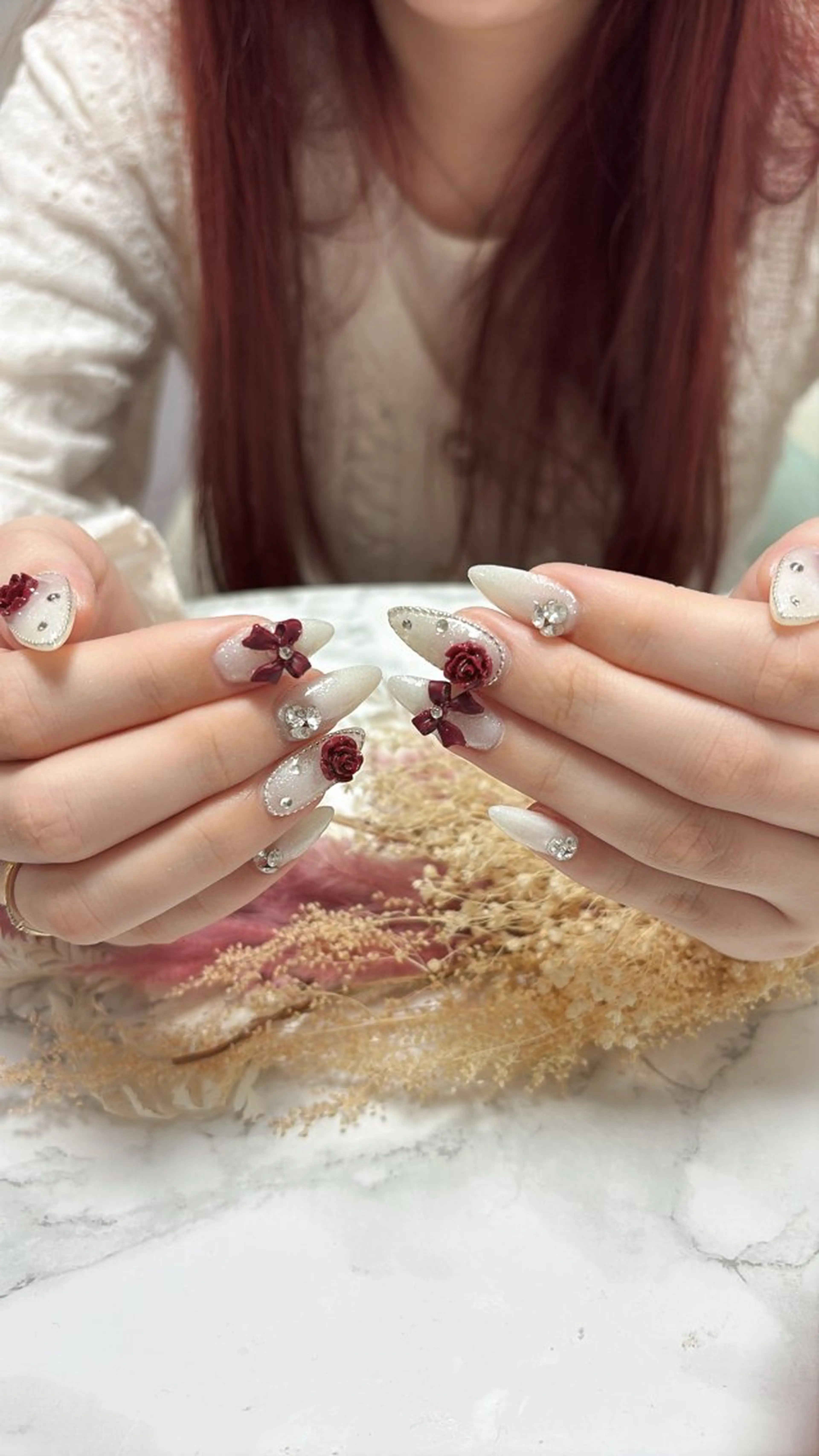 ネイル ハンドネイル はな💎ネイル ワンホン、長さ出しのネイルデザイン