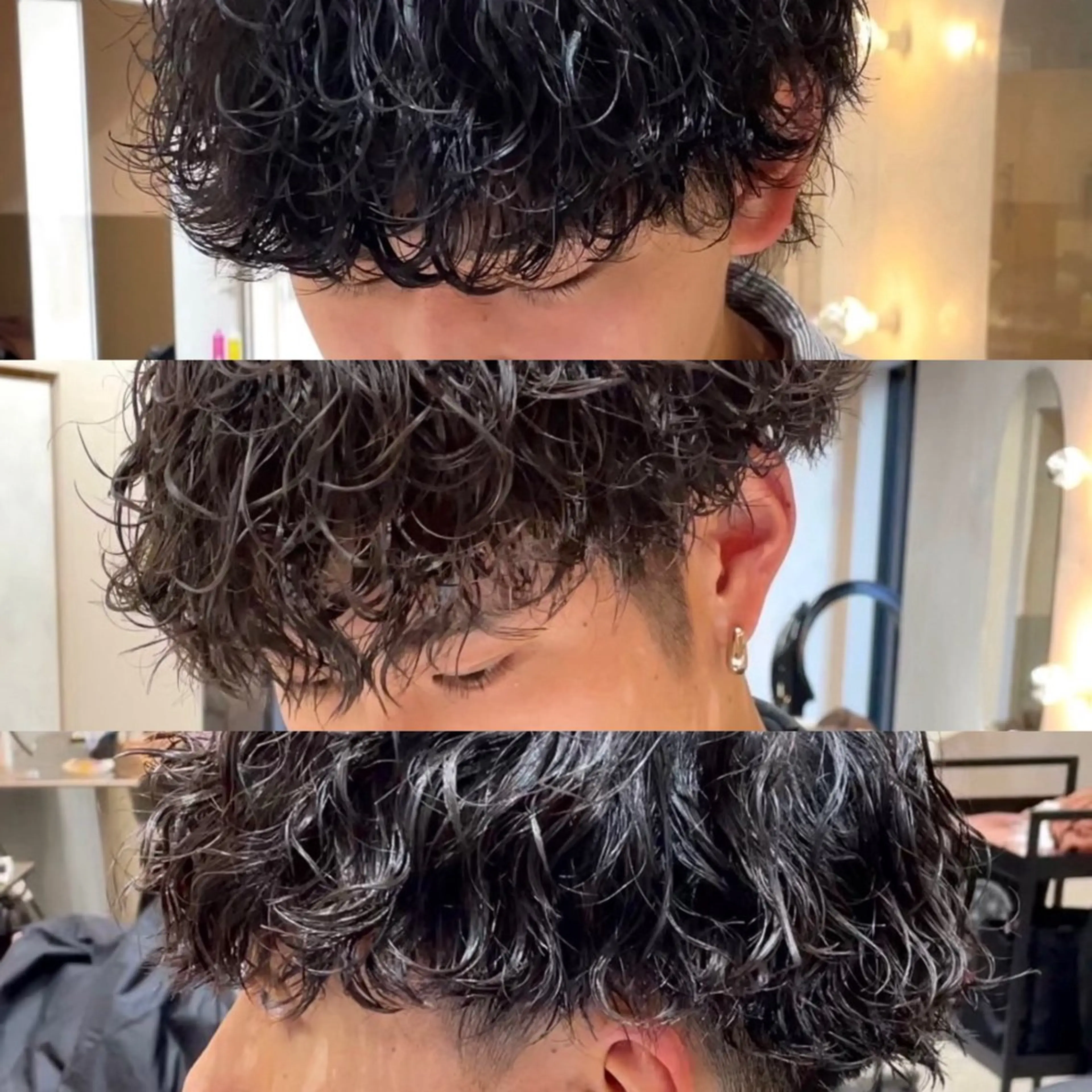 ショート パーマ メンズ センターパート メンズハイライト メンズメッシュ メンズパーマ スパイキーショート 心斎橋メンズパーマ/ シャドウ/山下拓実のヘアスタイル