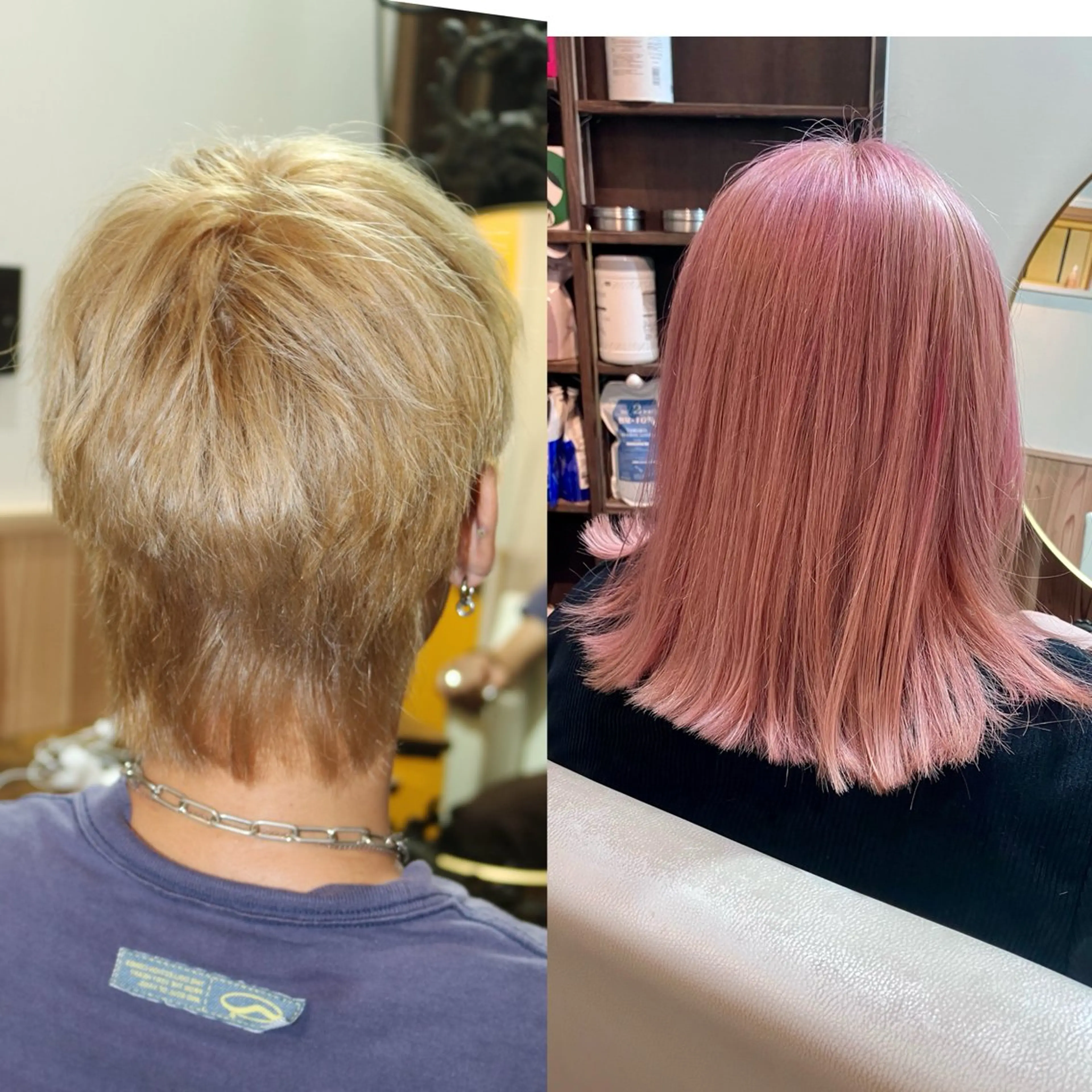 ミディアム カラー アッシュ ベージュカラー ブリーチ ダブルカラー ピンクカラー ヘアカラー トリートメント HAIR BASE ZAWAWA所属・レイヤー/ブリーチ｜ 特殊パーマ/赤澤のヘアスタイル