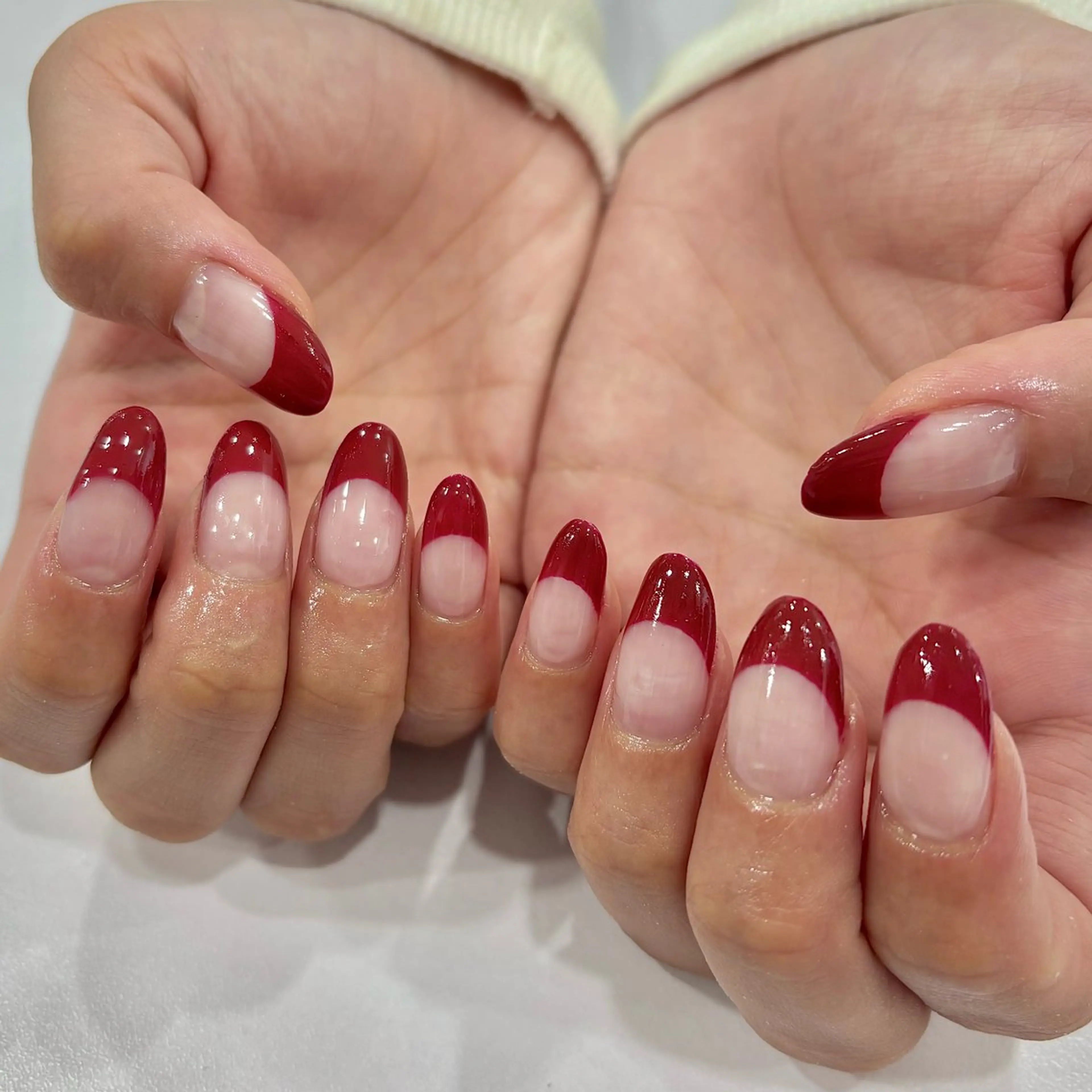 ネイル フレンチネイル 赤色 アンリッシュ池袋 小泉のネイルデザイン