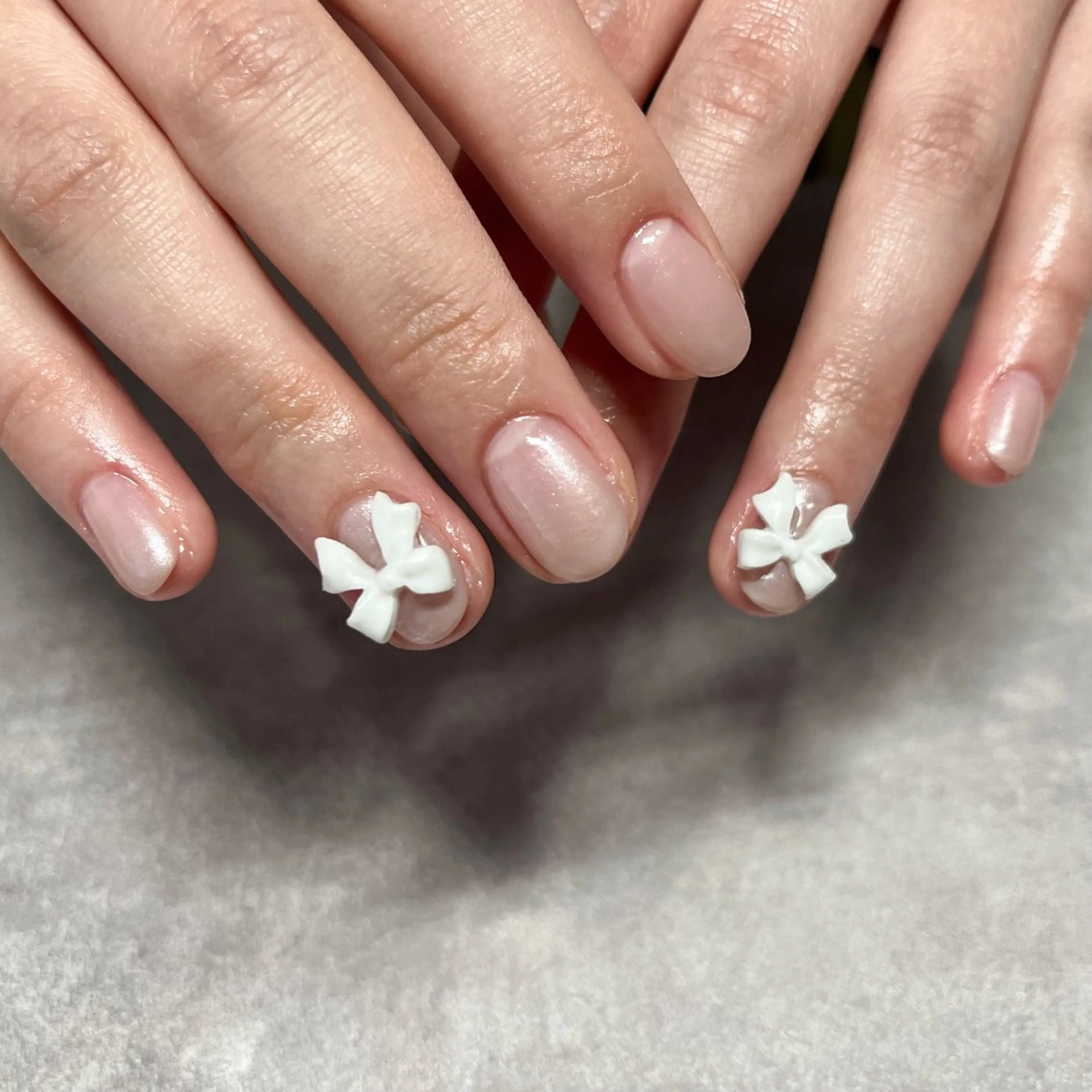 ネイル グラデーション リボン 春ネイル ハンドネイル kupu所属・ネイルサロン kupuのネイルデザイン