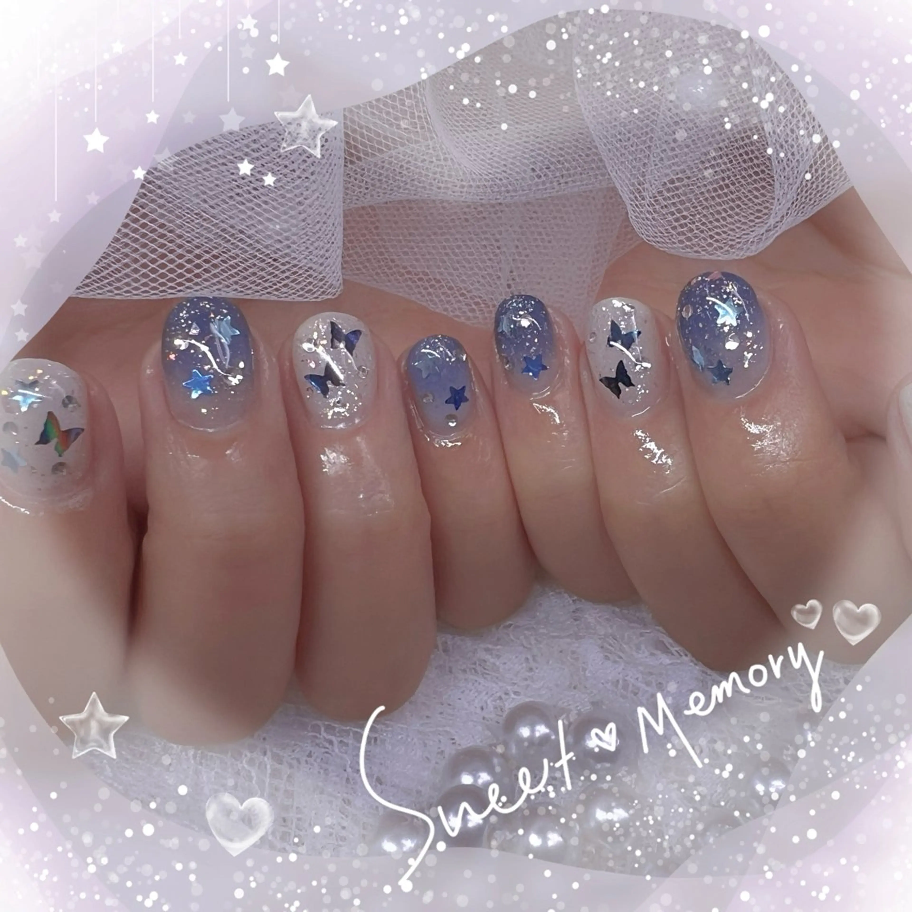 ネイル チークネイル フレンチネイル ガーリー ガラスフレンチ グラデーション ハンドネイル Chill Nailsalonのネイルデザイン