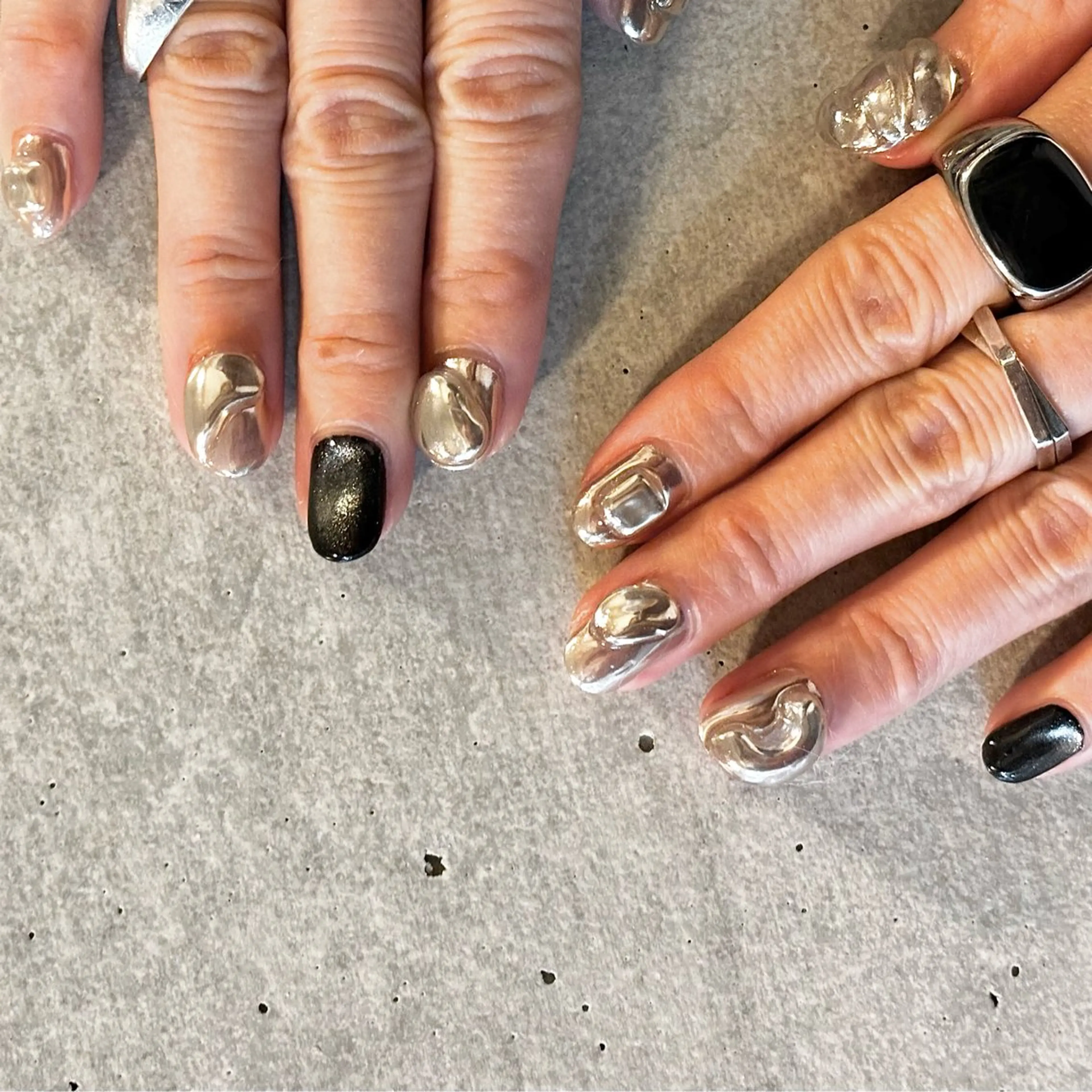 メンズ ネイル シルバー ハンドネイル ハンドケア nail&eye Aoのマツエク・マツパデザイン