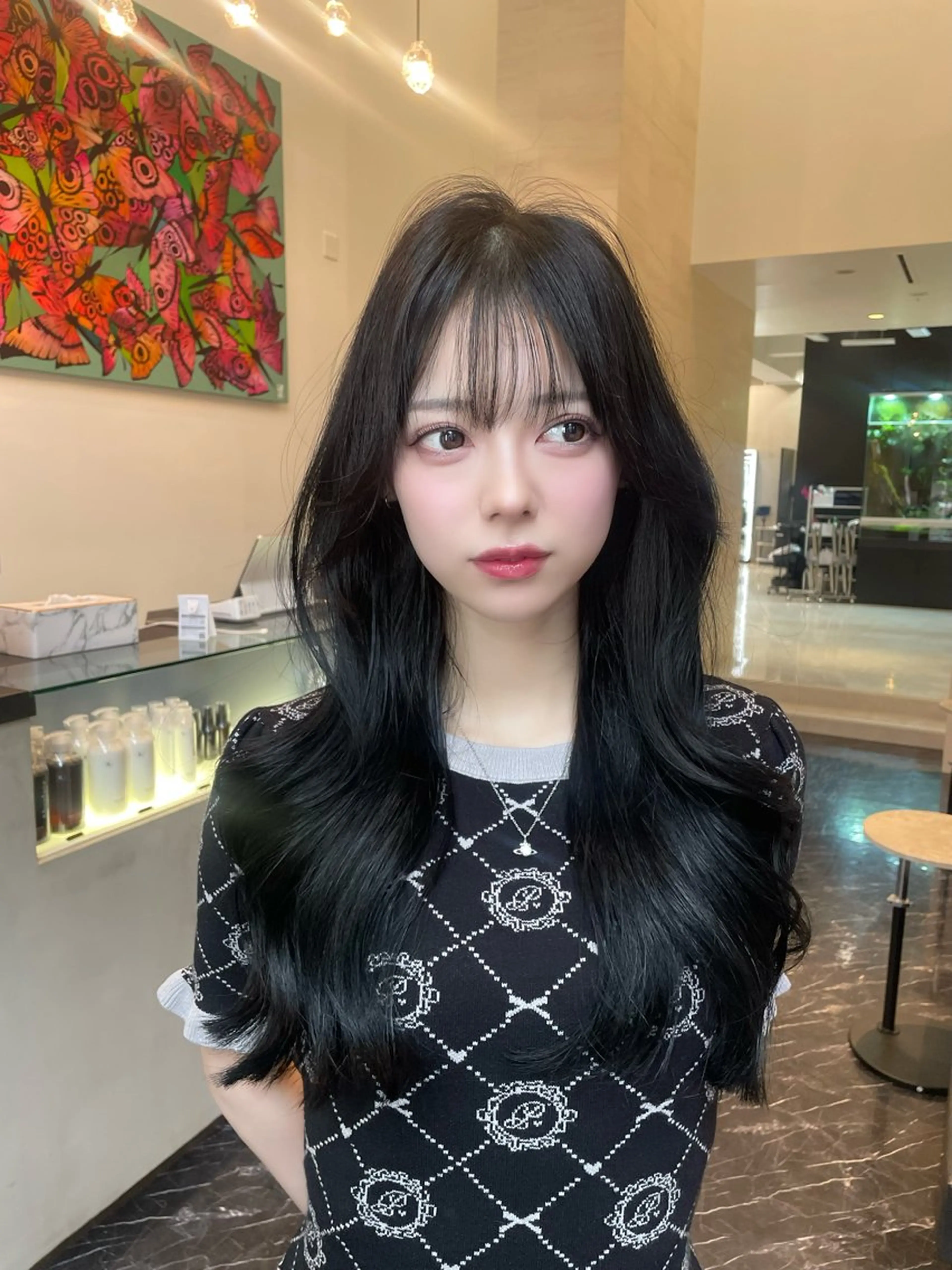 ロング カット ヘアカラー 韓国ヘア🇰🇷 YURIYAのヘアスタイル