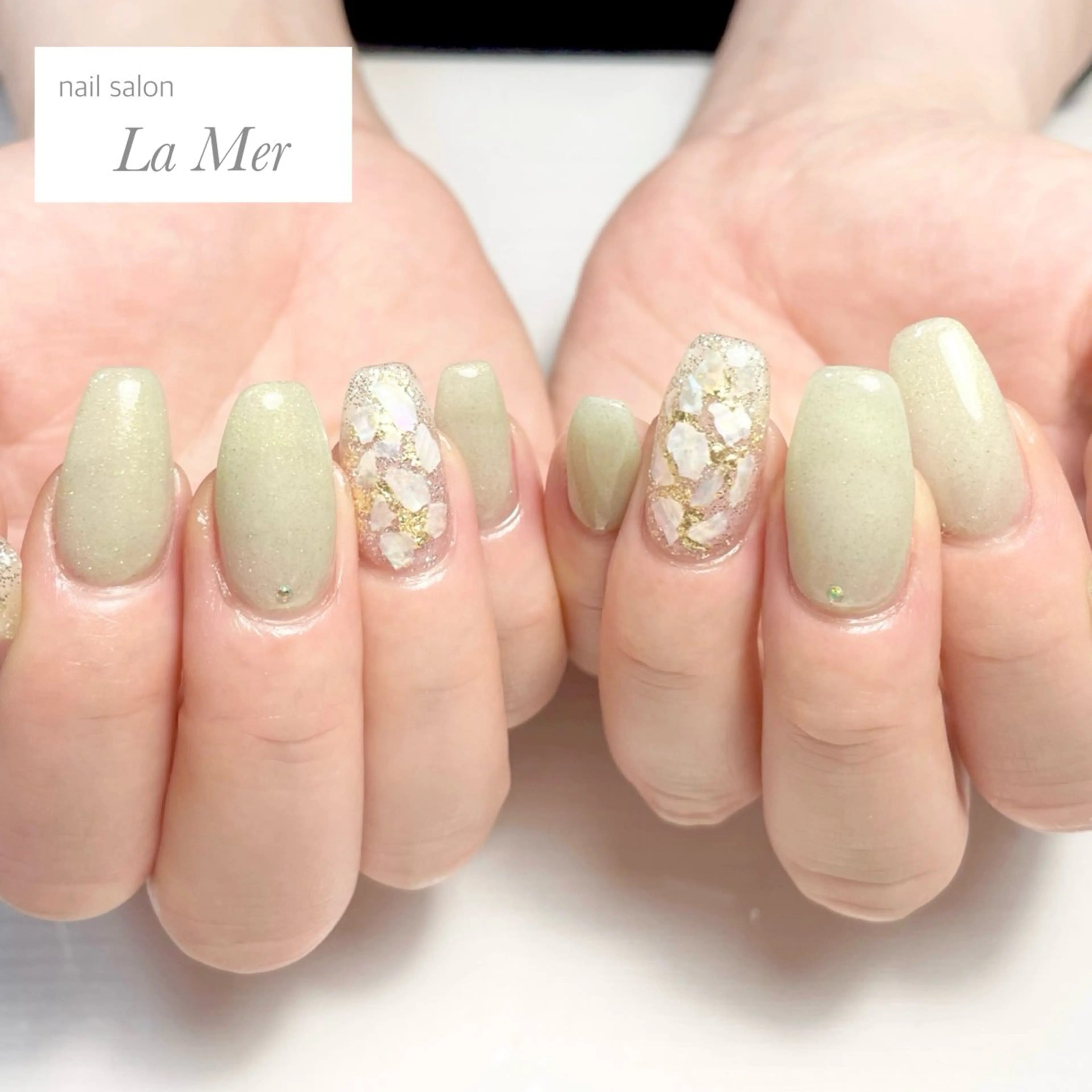 ネイル グリーン ロングネイル マグネットネイル ショートネイル シルバー ハンドネイル nailsalon La Merのネイルデザイン