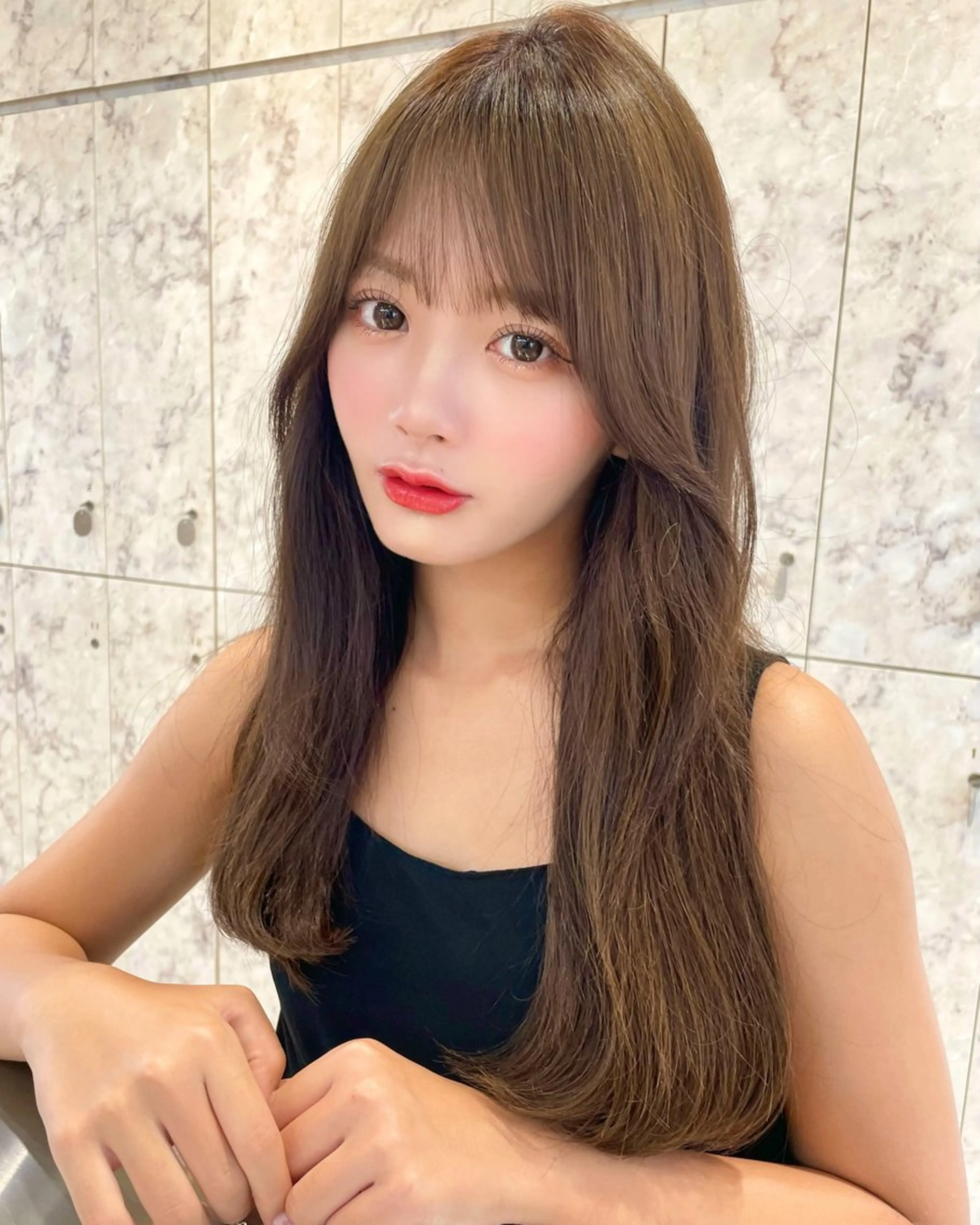 セミロング カラー ヘアカラー トリートメント 韓国ヘア🤍顔周り/ 髪質改善✨/林遼一郎のヘアスタイル