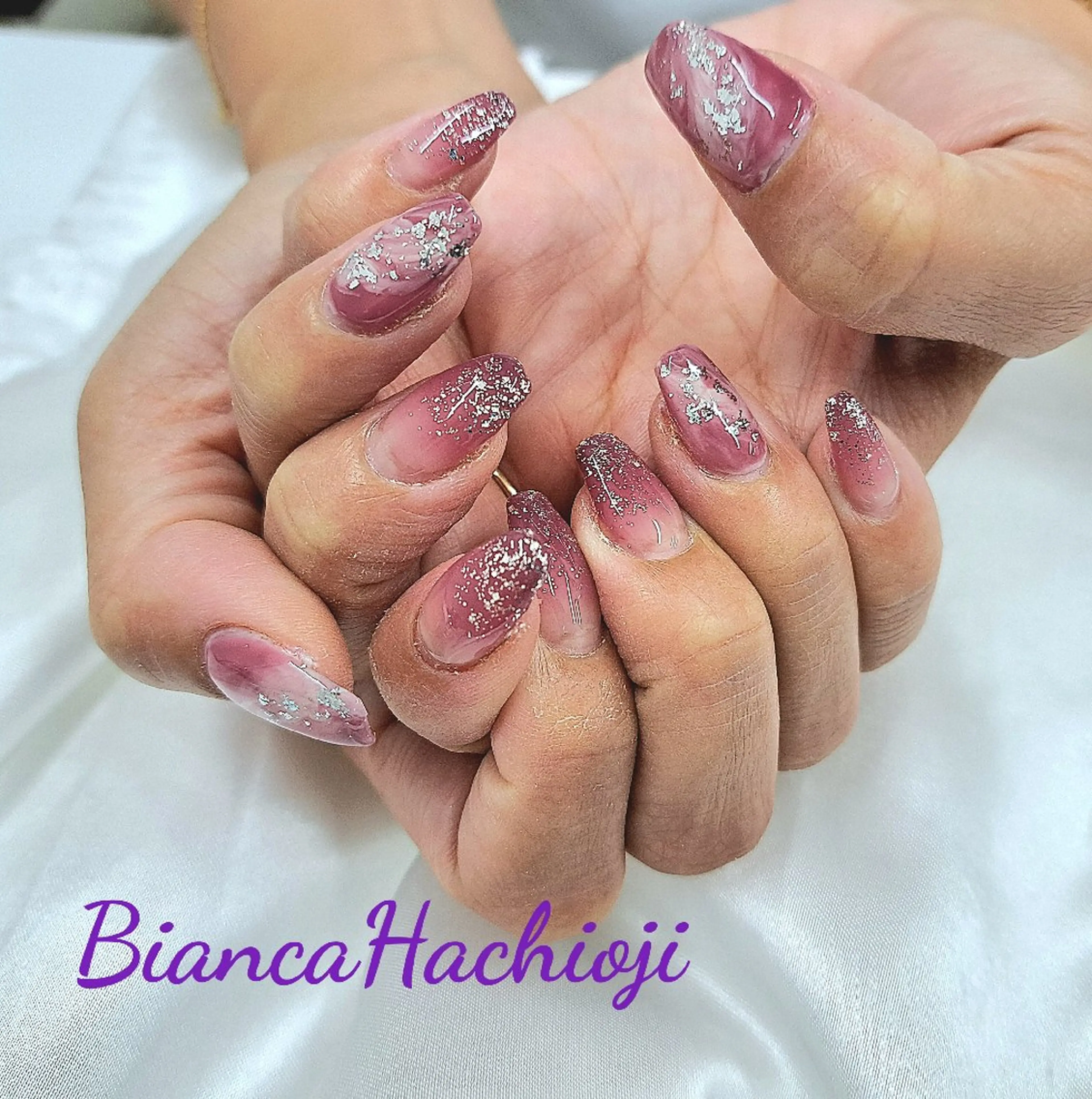 ネイル グラデーション ニュアンスネイル パープル ハンドネイル Bianca八王子 まえさだのネイルデザイン