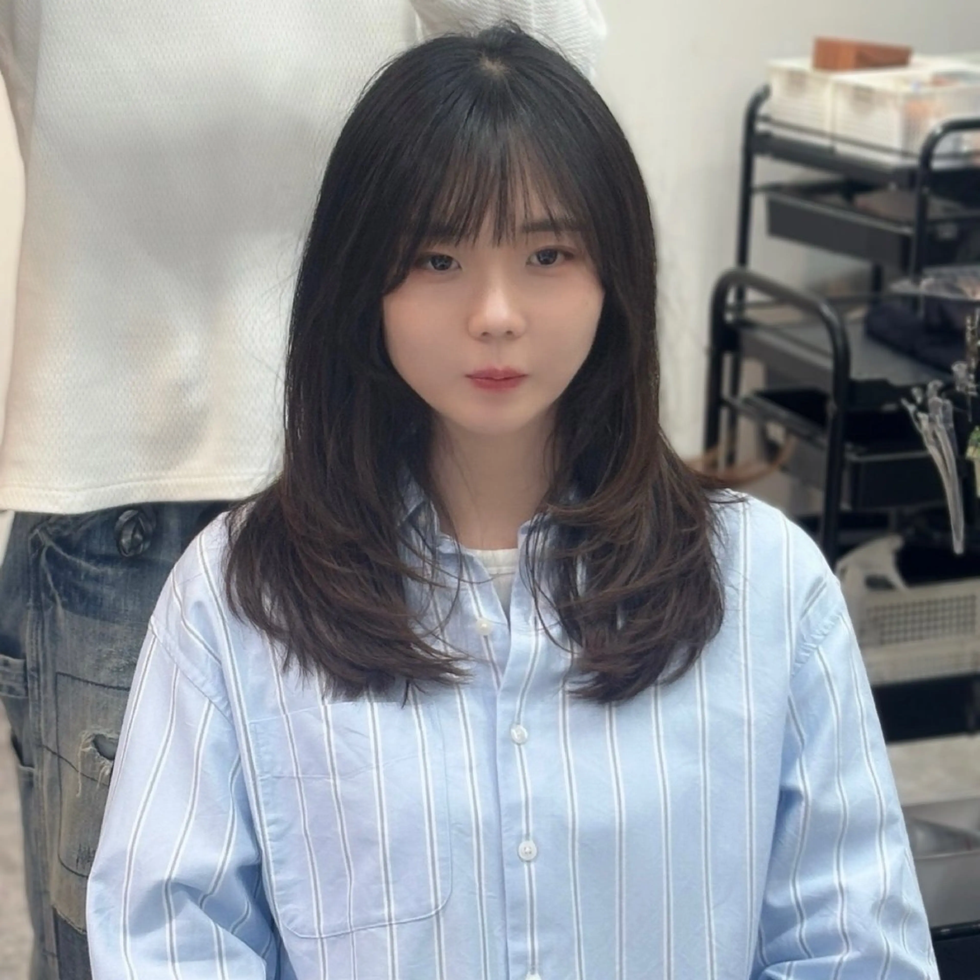 ロング くびれヘア ハッシュカット 韓国風ヘア レイヤーカット ロング カット ヘアカラー 新宿/韓国メンズ RIKUパーマのヘアスタイル