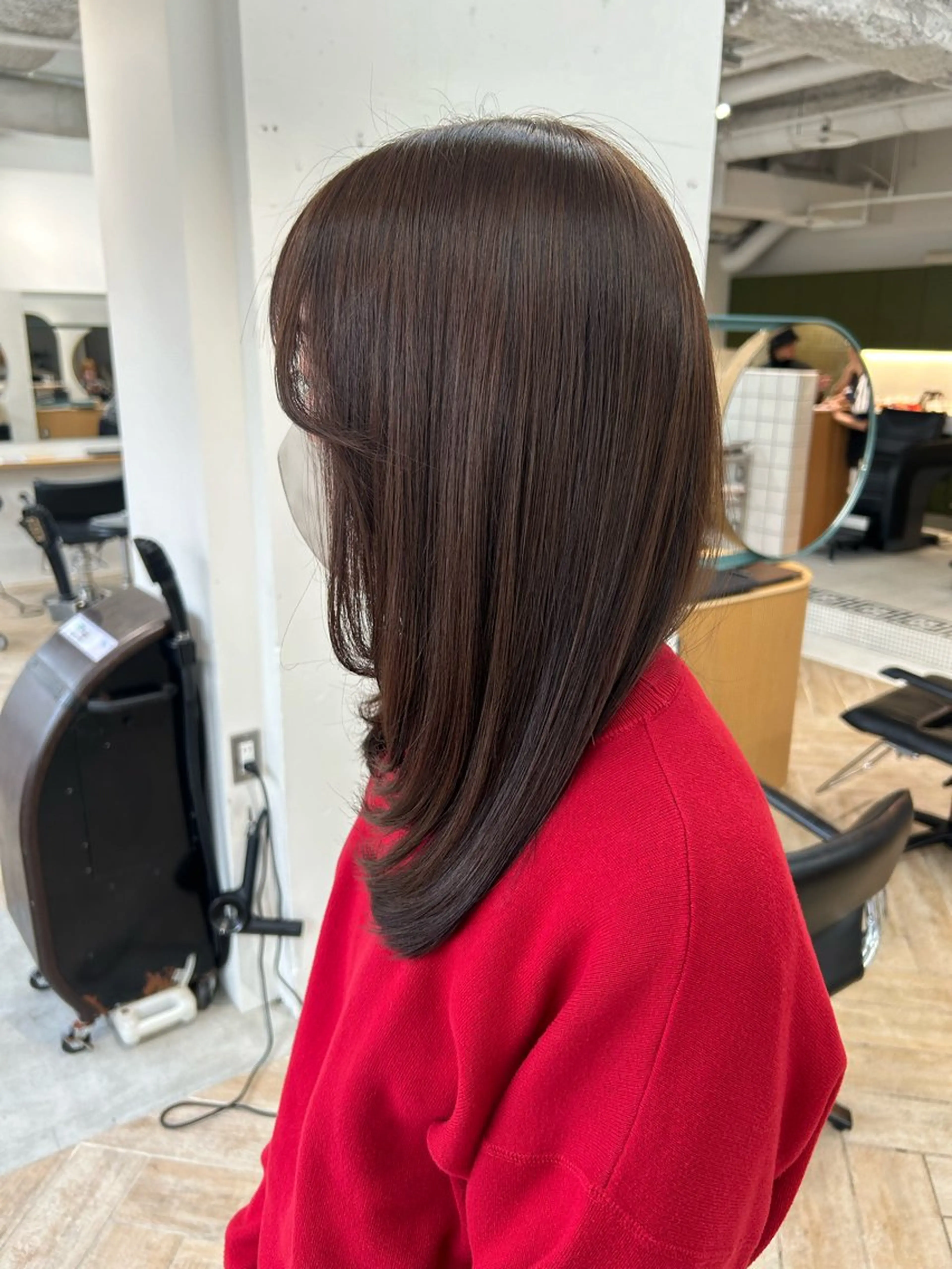 ミディアム カラー カット ヘアカラー トリートメント ベージュ/ダブルカラ ー/新潟駅/青柳萌果のヘアスタイル