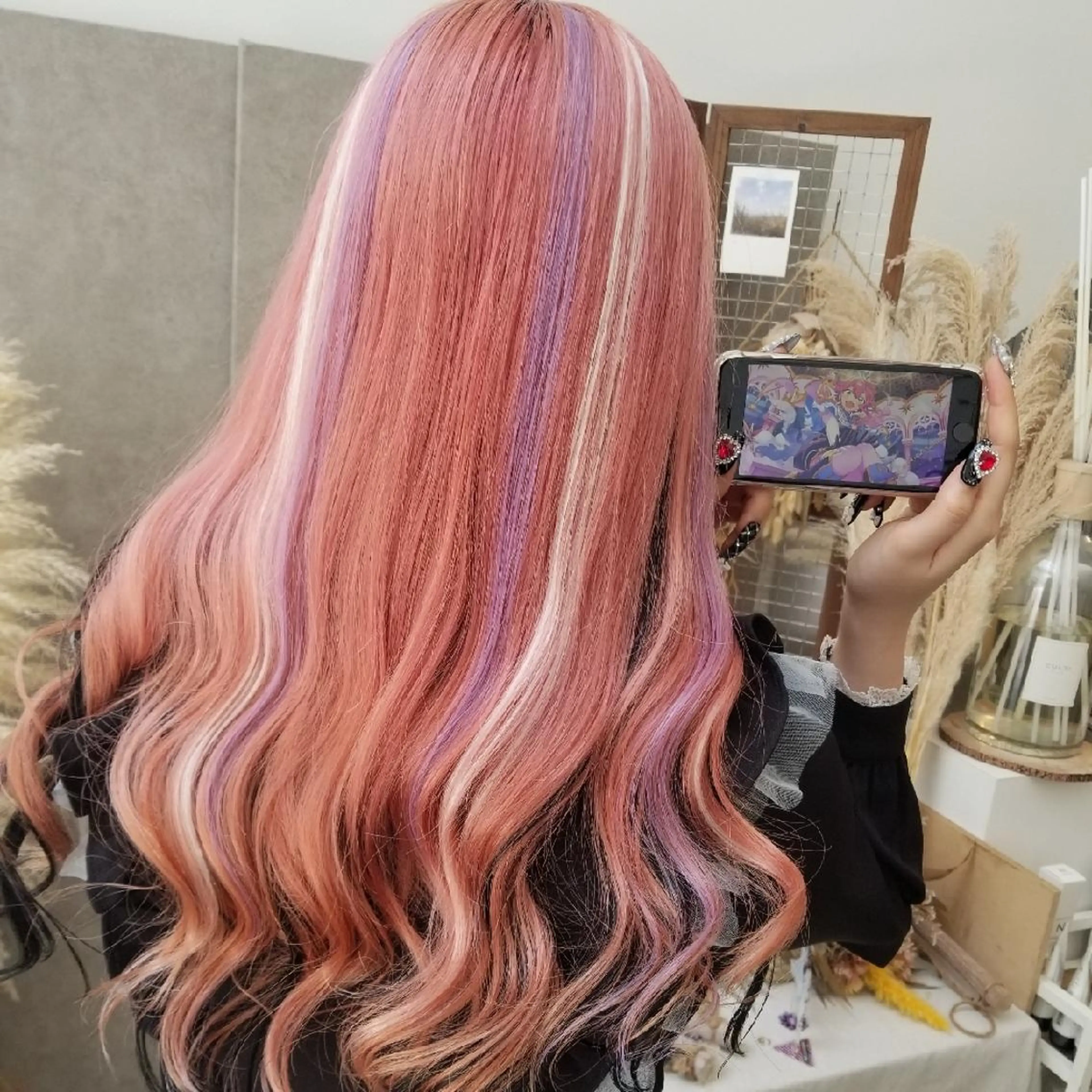 ロング ハイライト ヘアカラー エクステ 植田 /エクステ /ブリーチ/髪質改善のヘアスタイル