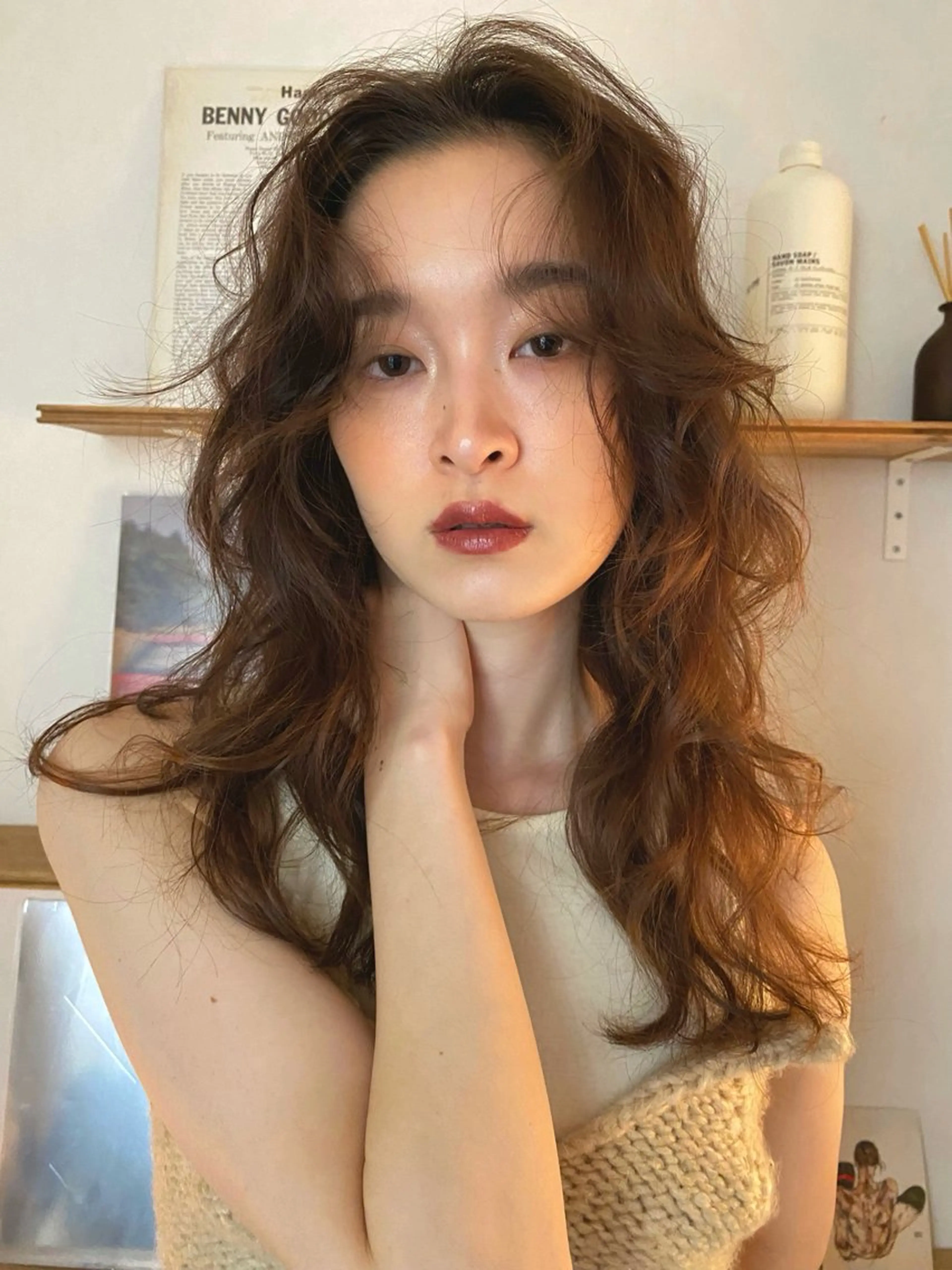 ロング カラー パーマ ロング カット パーマ トリートメント 森貴裕/ベージュ/ パーマ/オリーブのヘアスタイル