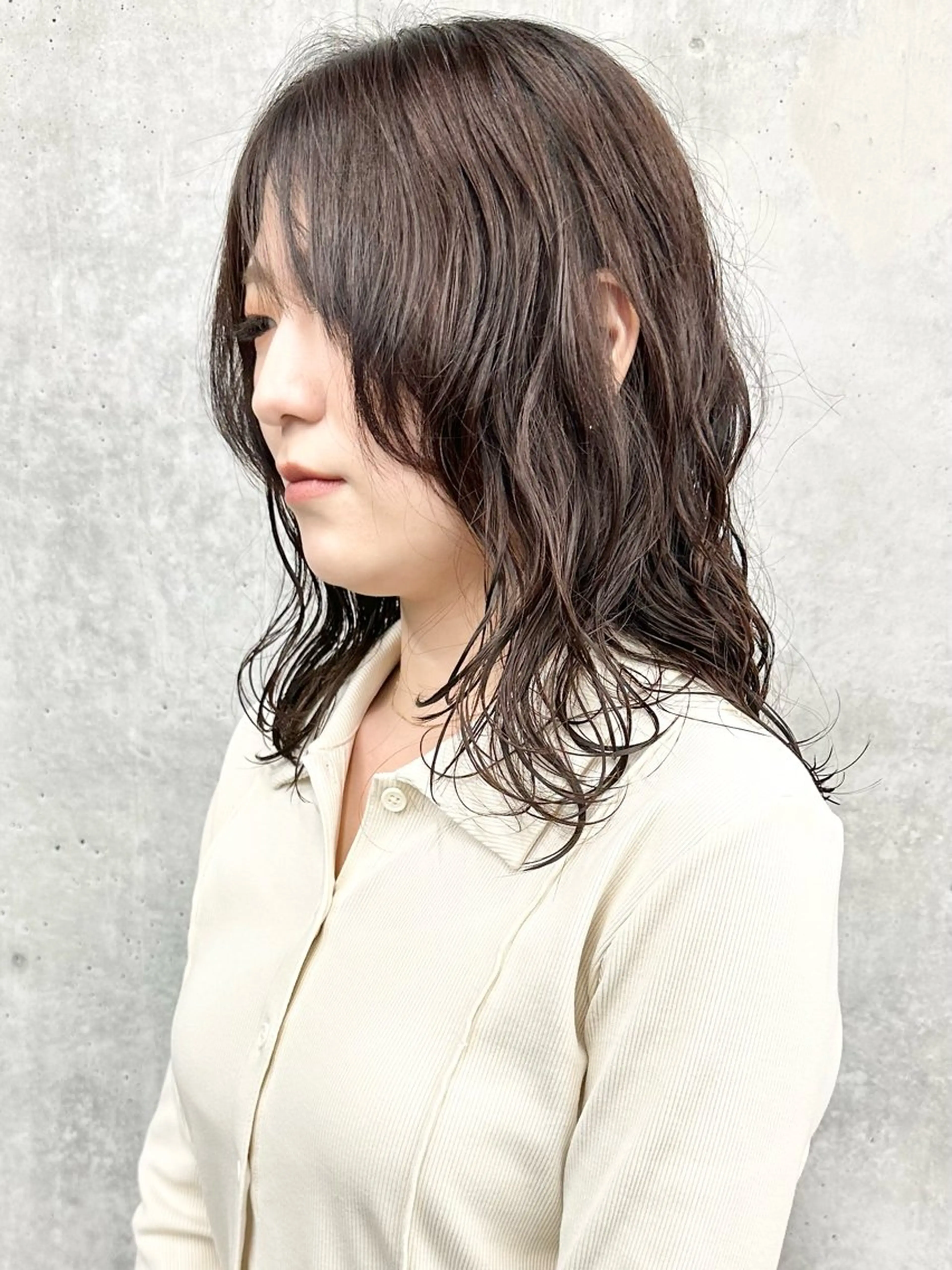 セミロング パーマ カット パーマ 小顔ボブ/お悩み解決 /ボブパーマ/とういのヘアスタイル